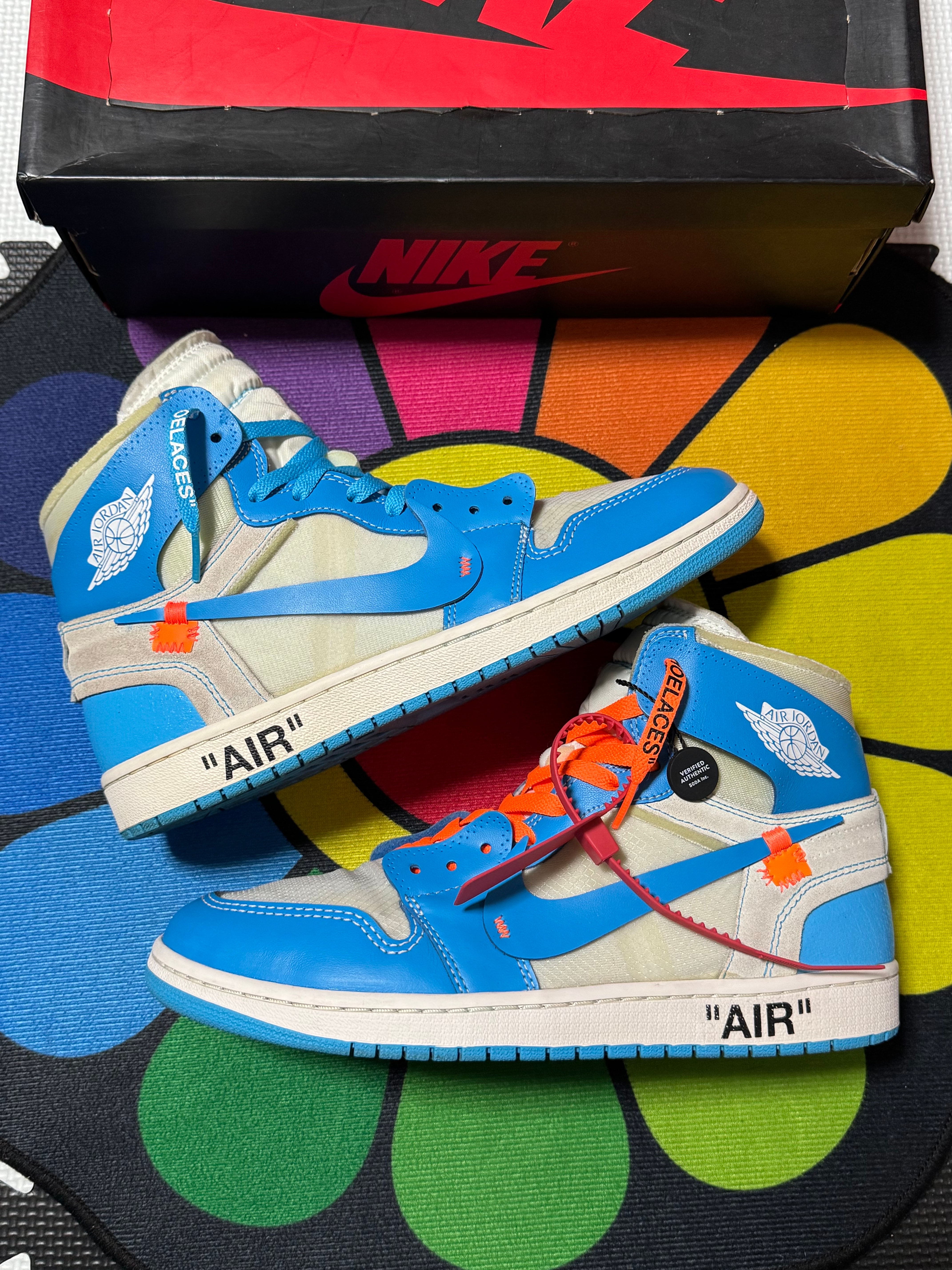 Off-White × Nike Air Jordan 1 High UNC "White/Dark Powder Blue"