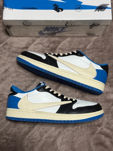 Travis Scott × fragment design × Nike Air Jordan 1 Low OG SP "Military Blue"