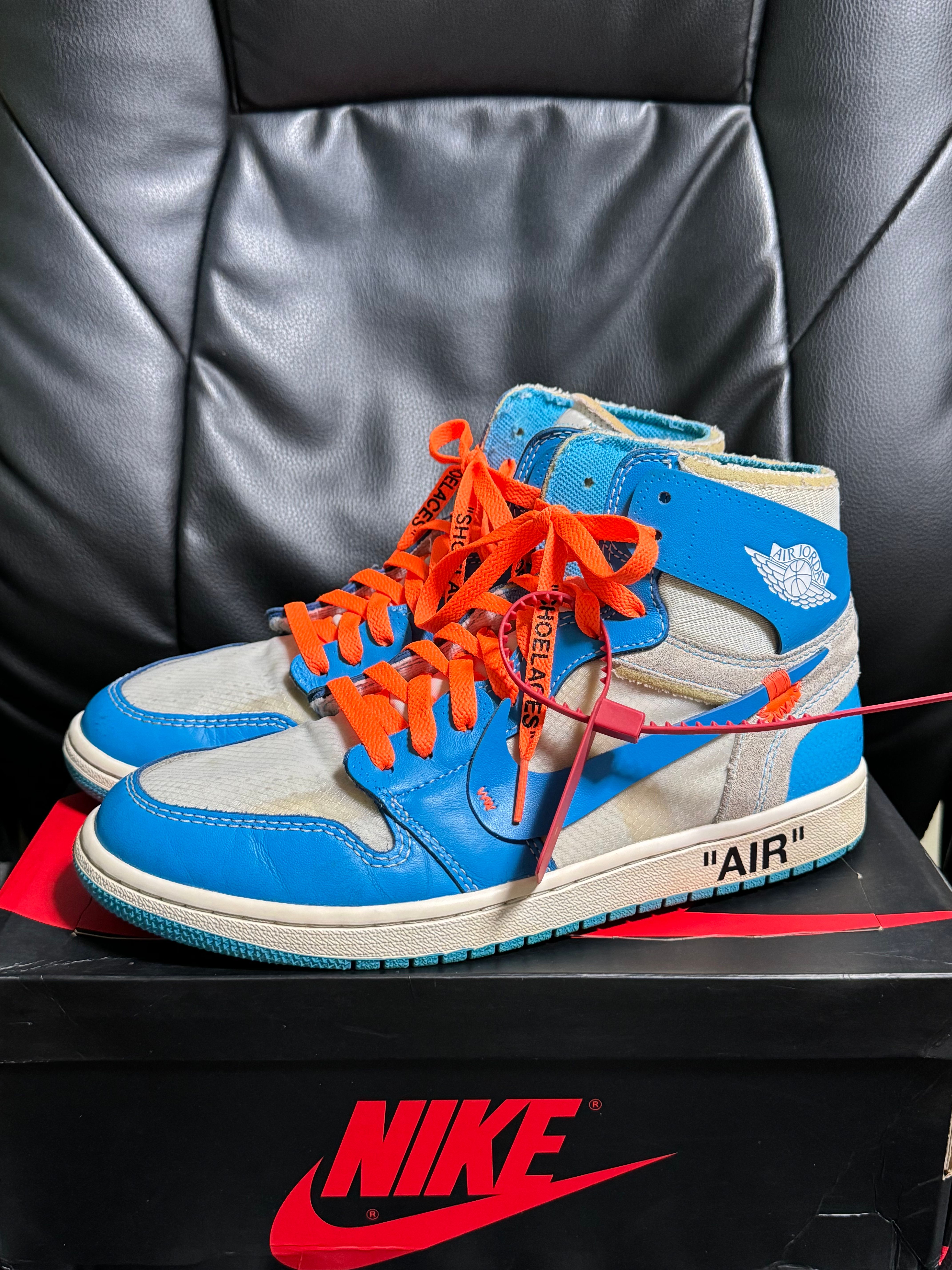 Off-White × Nike Air Jordan 1 High UNC "White/Dark Powder Blue"