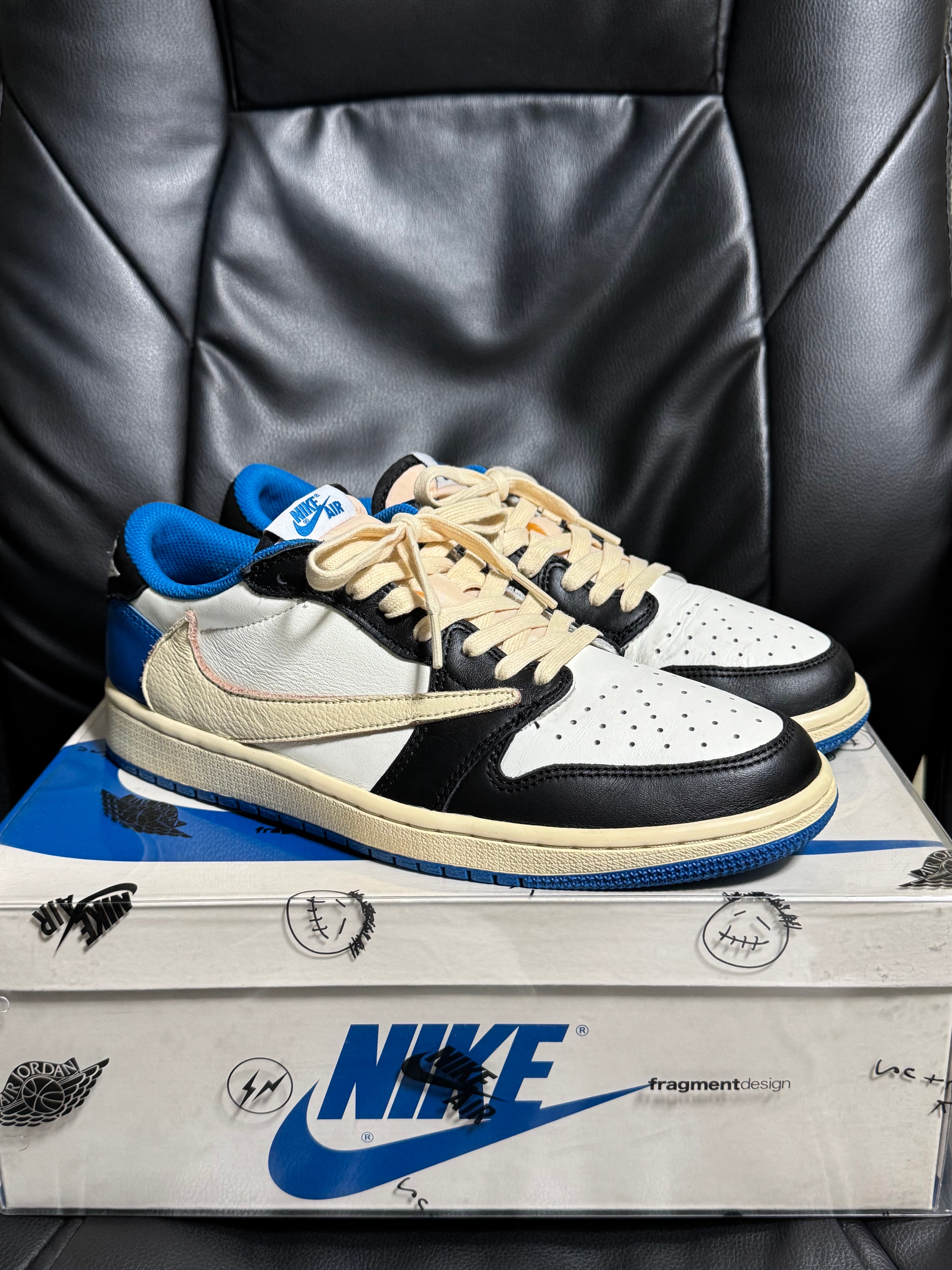 Travis Scott × fragment design × Nike Air Jordan 1 Low OG SP "Military Blue"