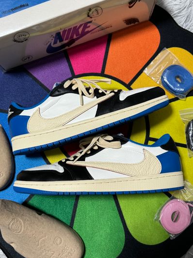 Travis Scott × fragment design × Nike Air Jordan 1 Low OG SP "Military Blue"