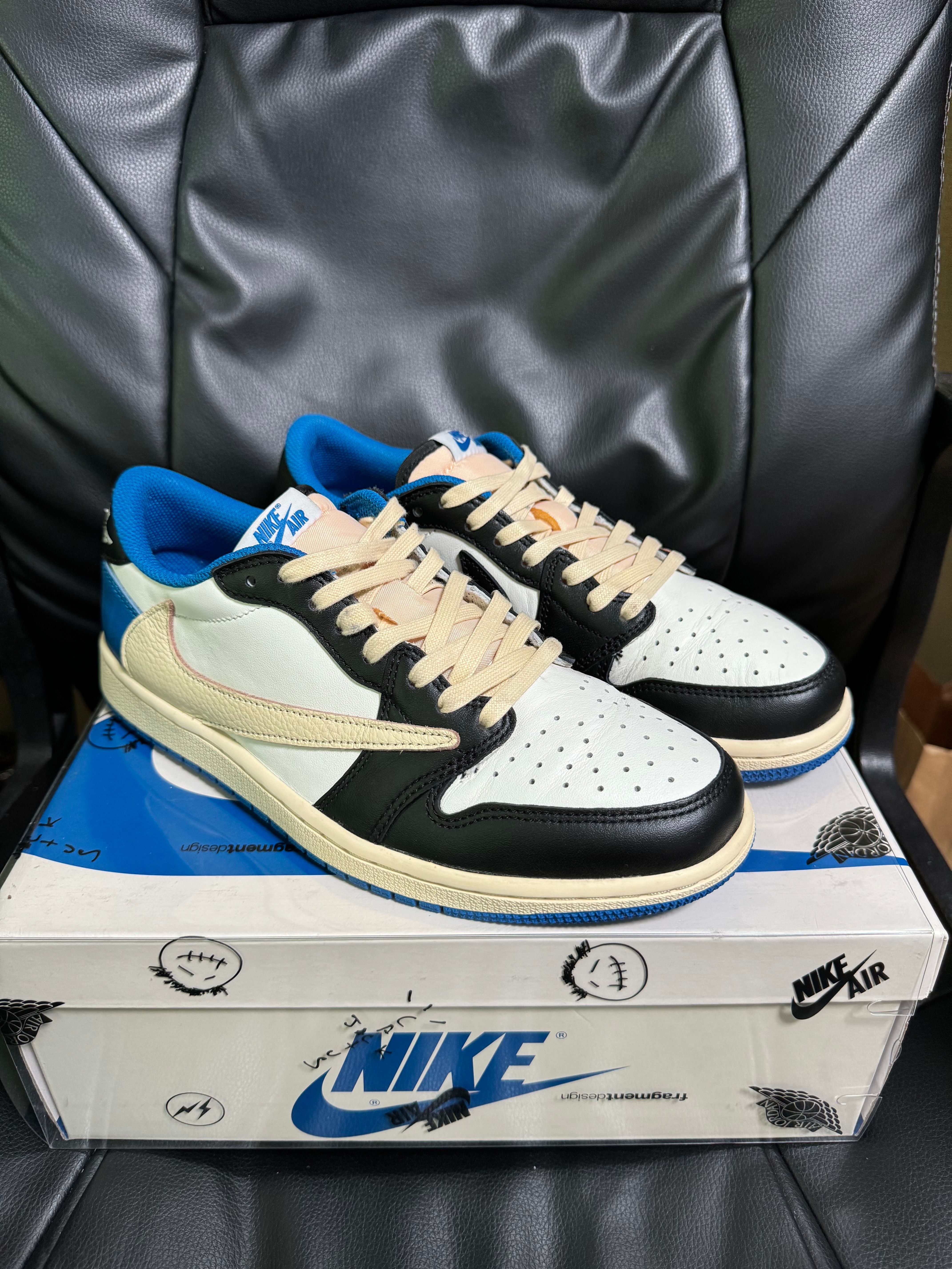 Travis Scott × fragment design × Nike Air Jordan 1 Low OG SP "Military Blue"
