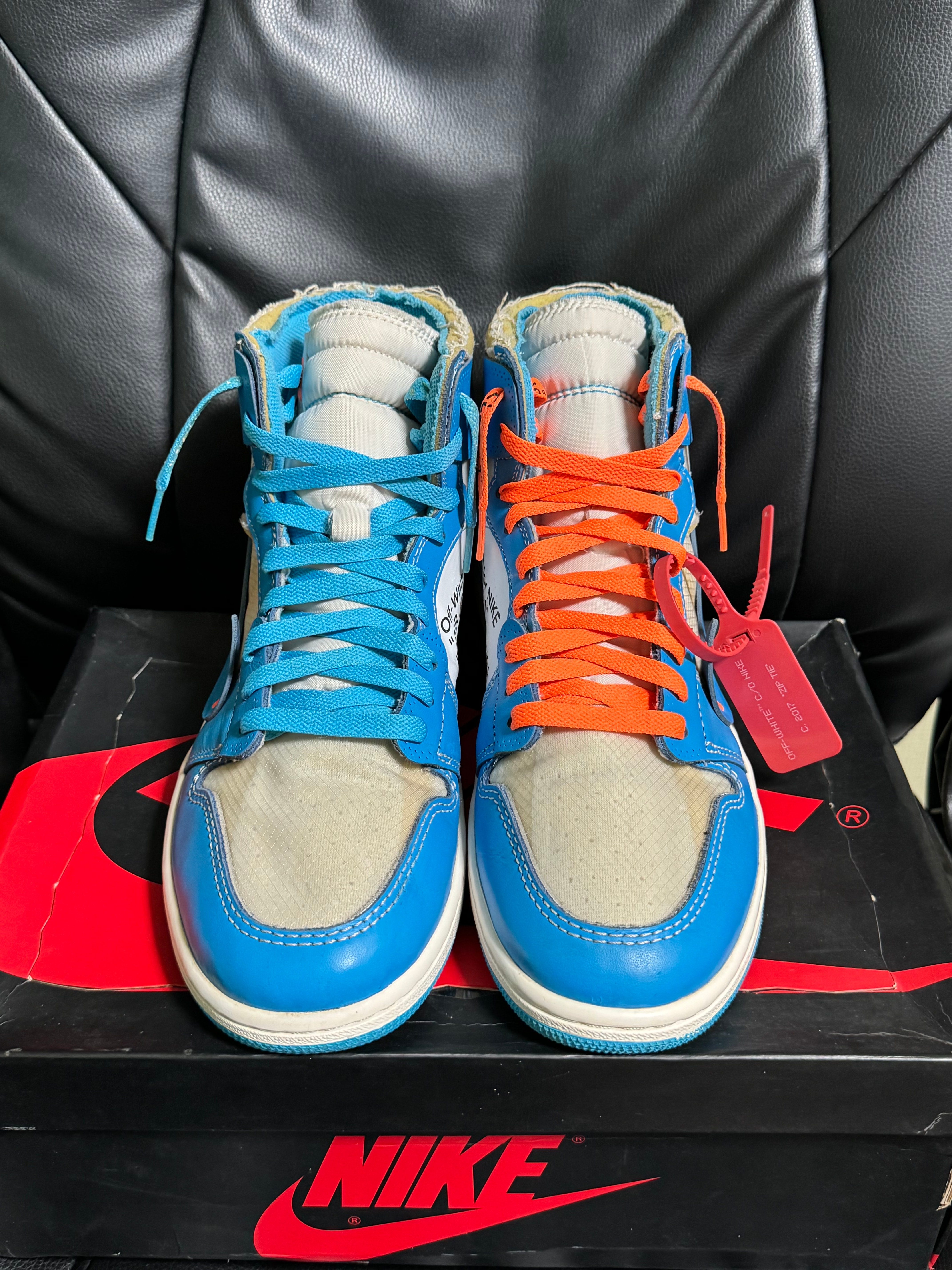 Off-White × Nike Air Jordan 1 High UNC "White/Dark Powder Blue"