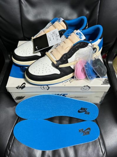 Travis Scott × fragment design × Nike Air Jordan 1 Low OG SP "Military Blue"