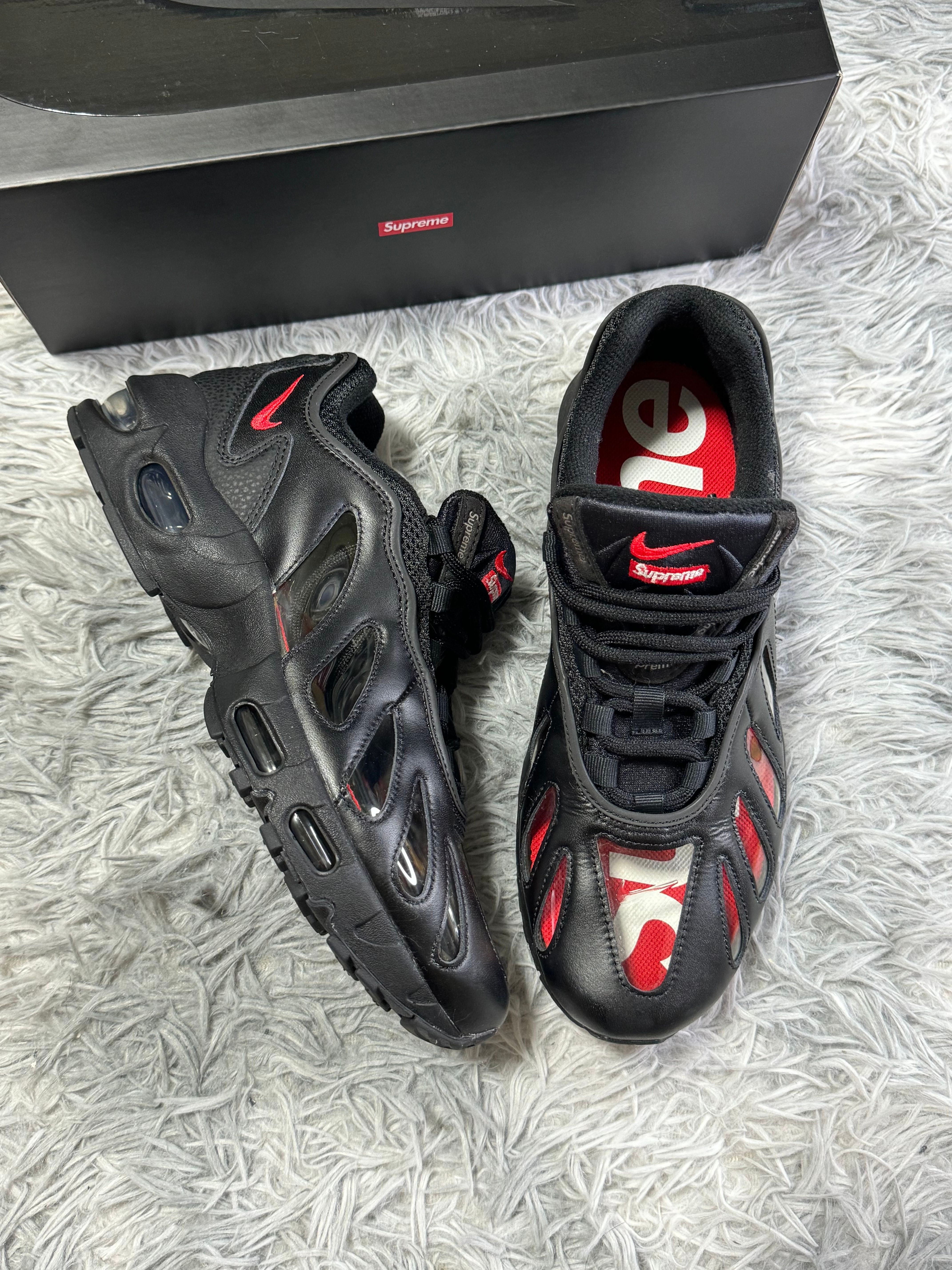 Supreme × Nike Air Max 96 "Black/Speed Red/Clear"