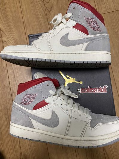 SNS×NIKE AIR JORDAN 1 MID "GREY/RED"