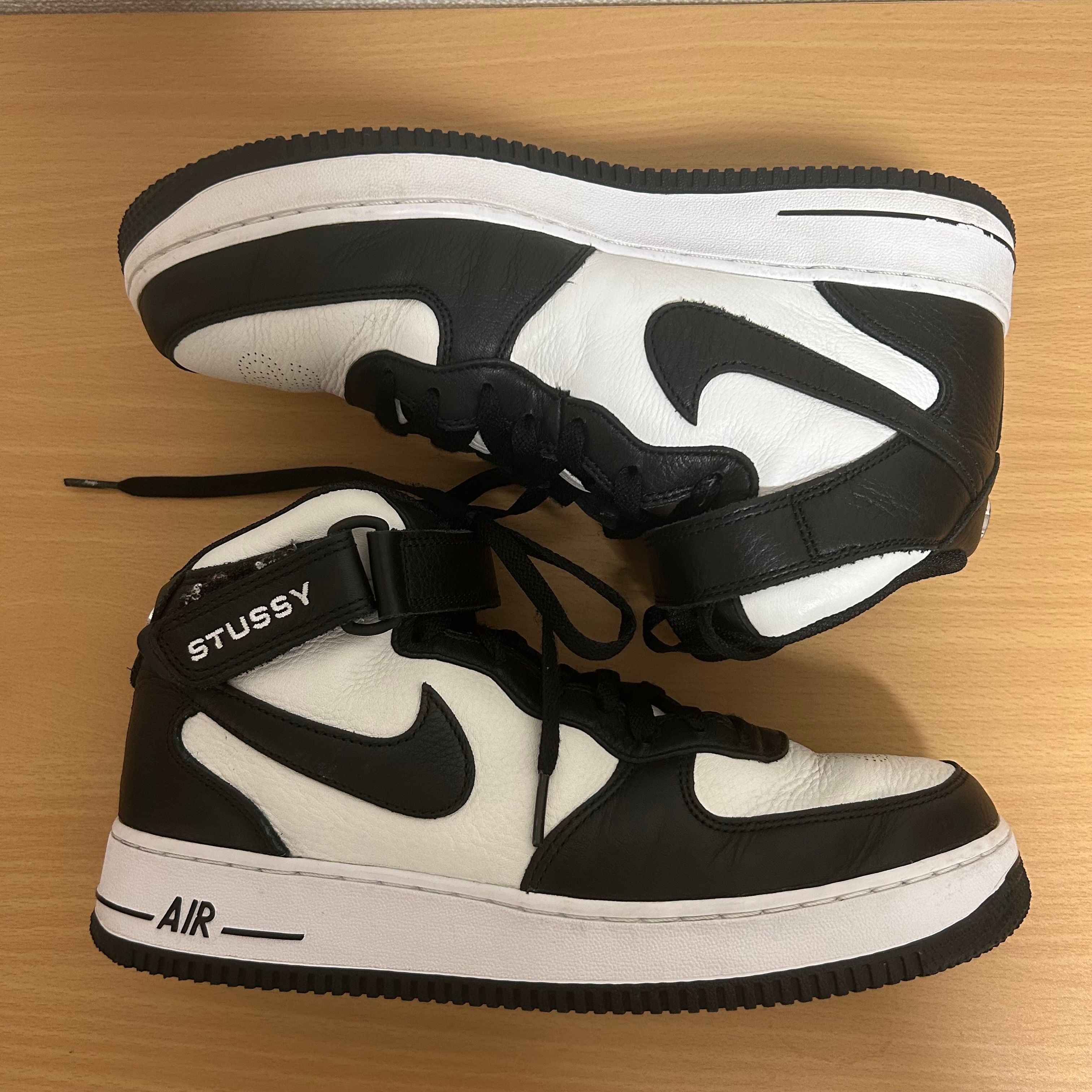 Stussy × Nike Air Force 1 Mid "Black and Light Bone"