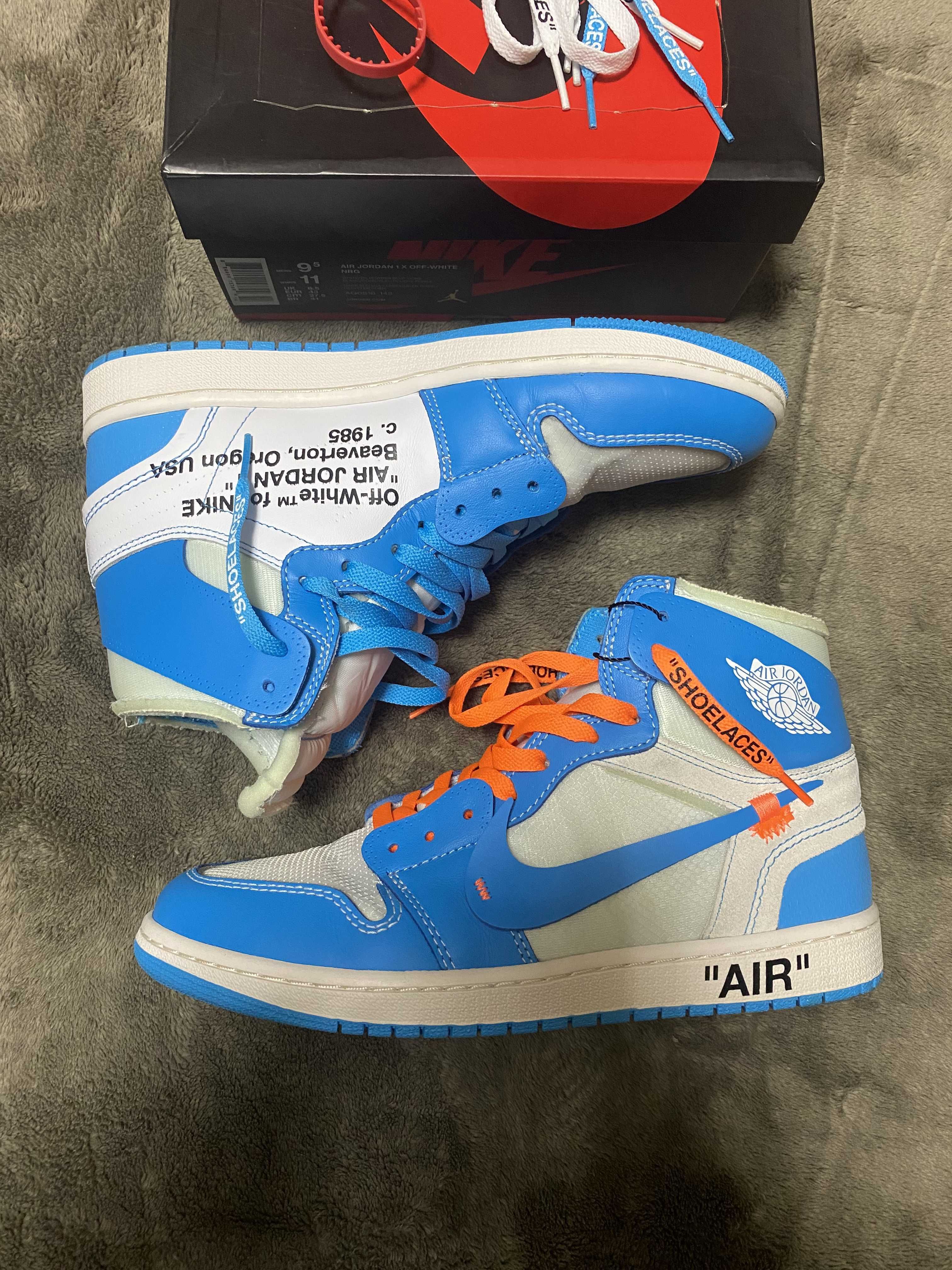 Off-White × Nike Air Jordan 1 High UNC "White/Dark Powder Blue"