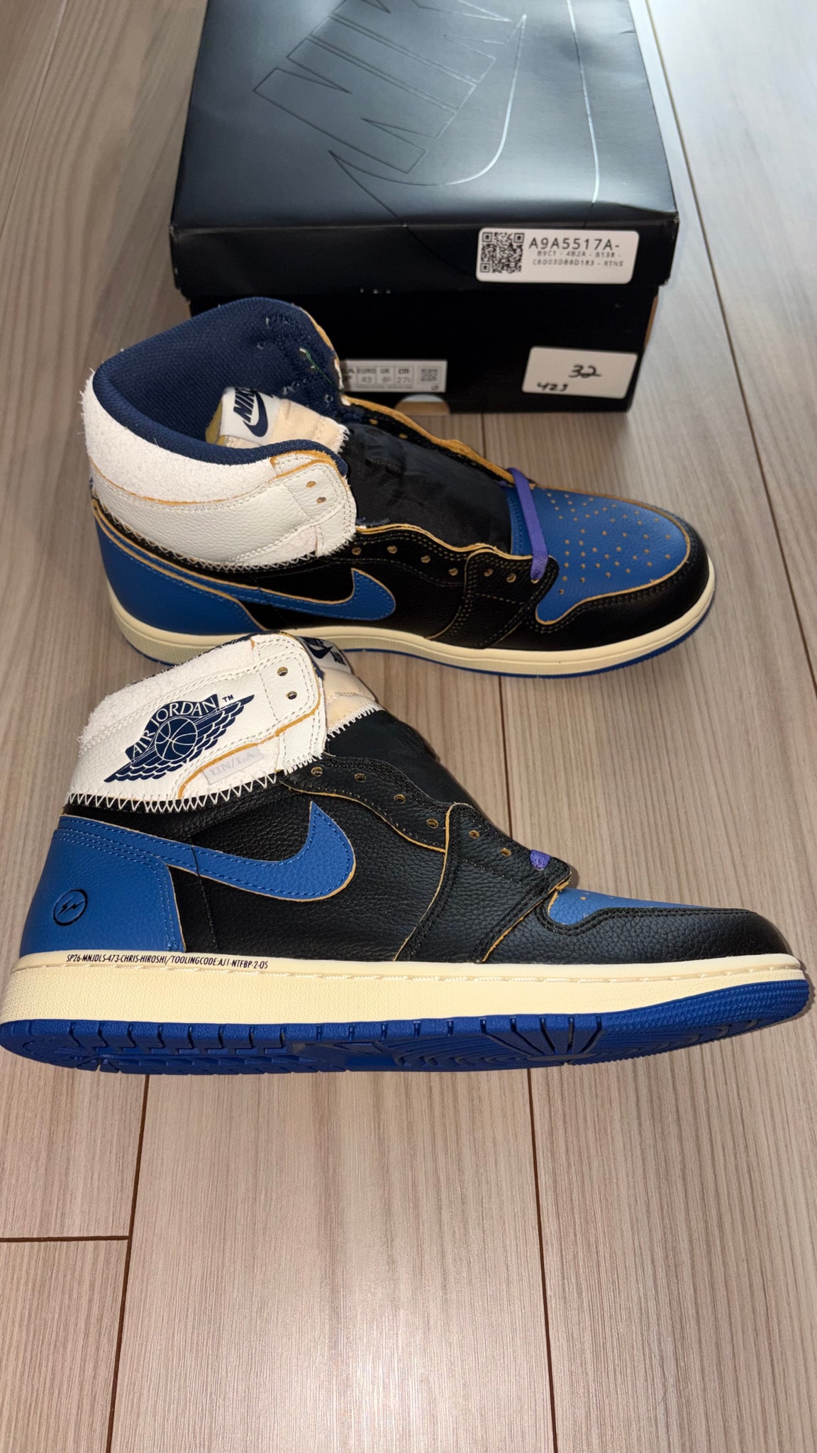 fragment design × UNION × Nike Air Jordan 1 High OG "Sport Royal"