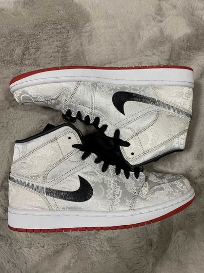 CLOT × Nike Air Jordan 1 Mid SE Fearless "White/Black/Red"