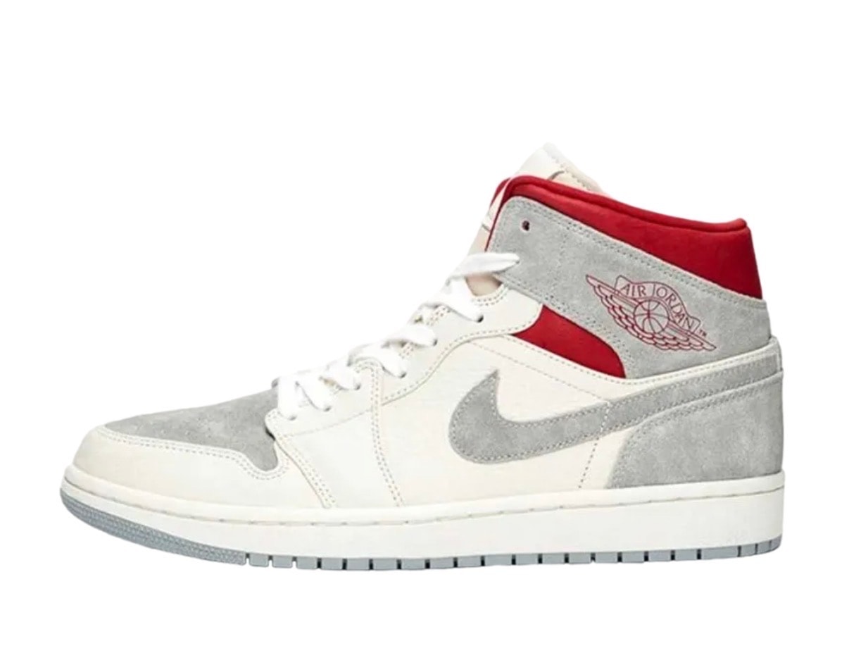 スニーカーズンスタッフ×ナイキ エアジョーダン1 ミッド "グレー/レッド"