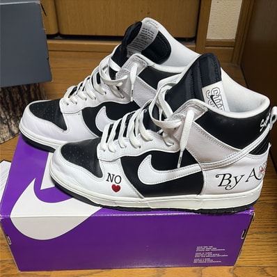 Supreme × Nike SB Dunk High By Any Means "White Black"