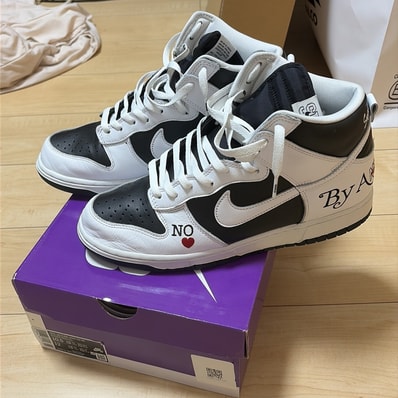 Supreme × Nike SB Dunk High By Any Means "White Black"