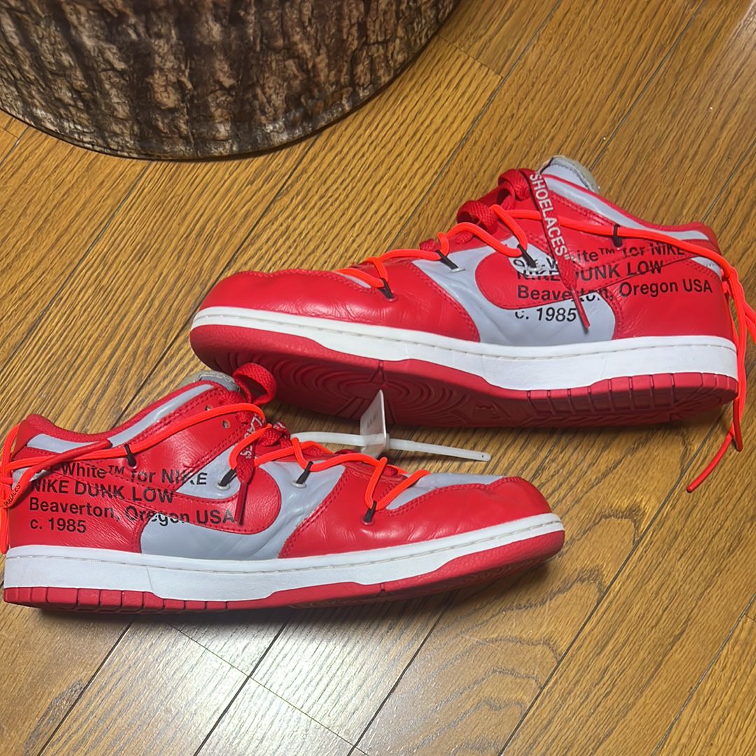 Off-White × Nike Dunk Low "University Red/Wolf Grey"