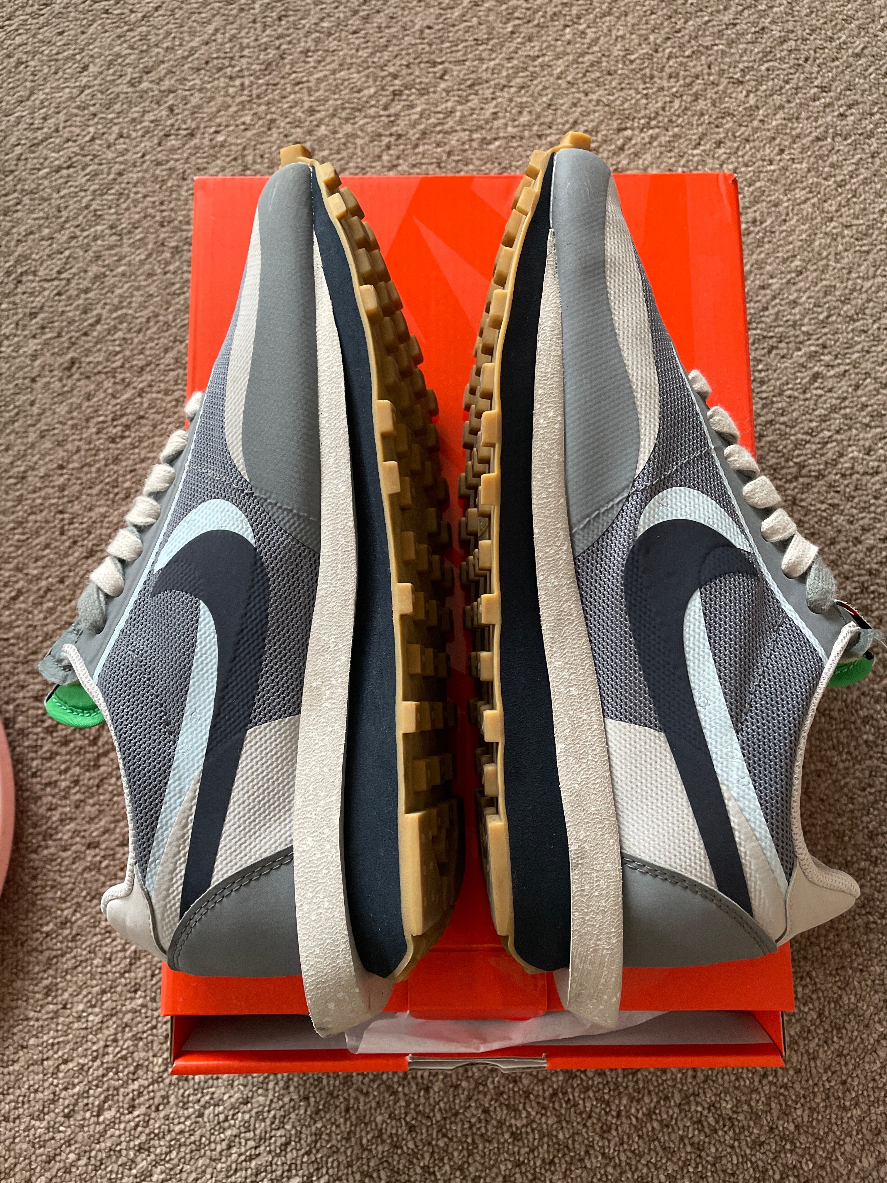 CLOT × Sacai × Nike LD Waffle "Grey Obsidian/Cool Grey"