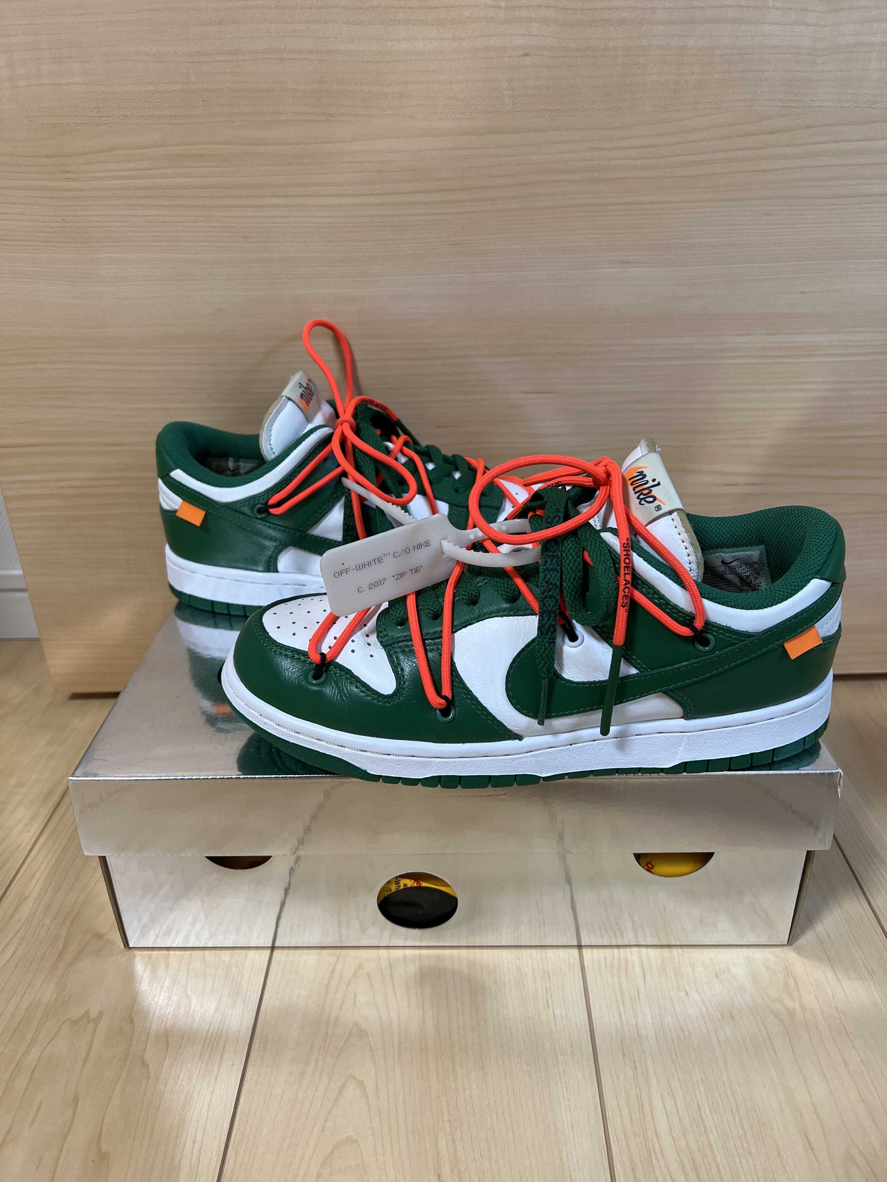 Off-White × Nike Dunk Low "White/Pine Green"