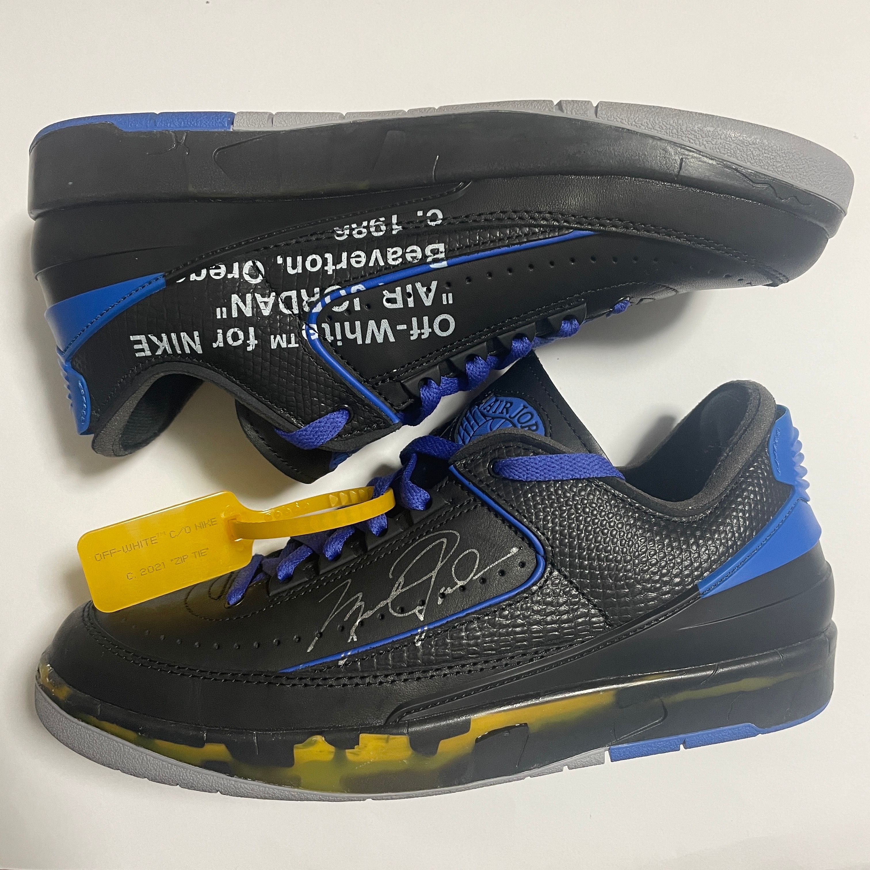 Off-White × Nike Air Jordan 2 Low "Black and Varsity Royal"