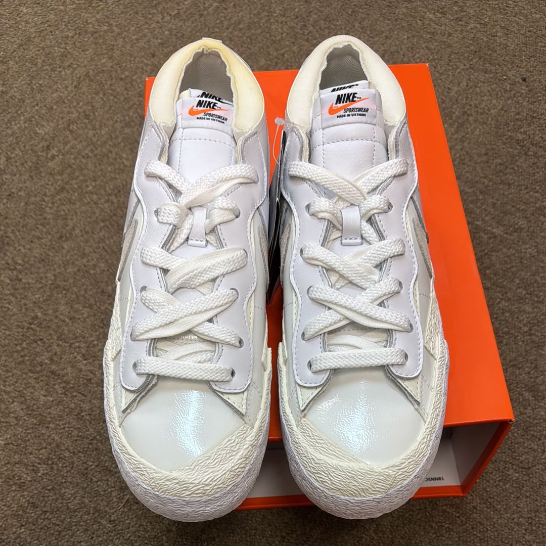 sacai × Nike Blazer Low "White Patent Leather"