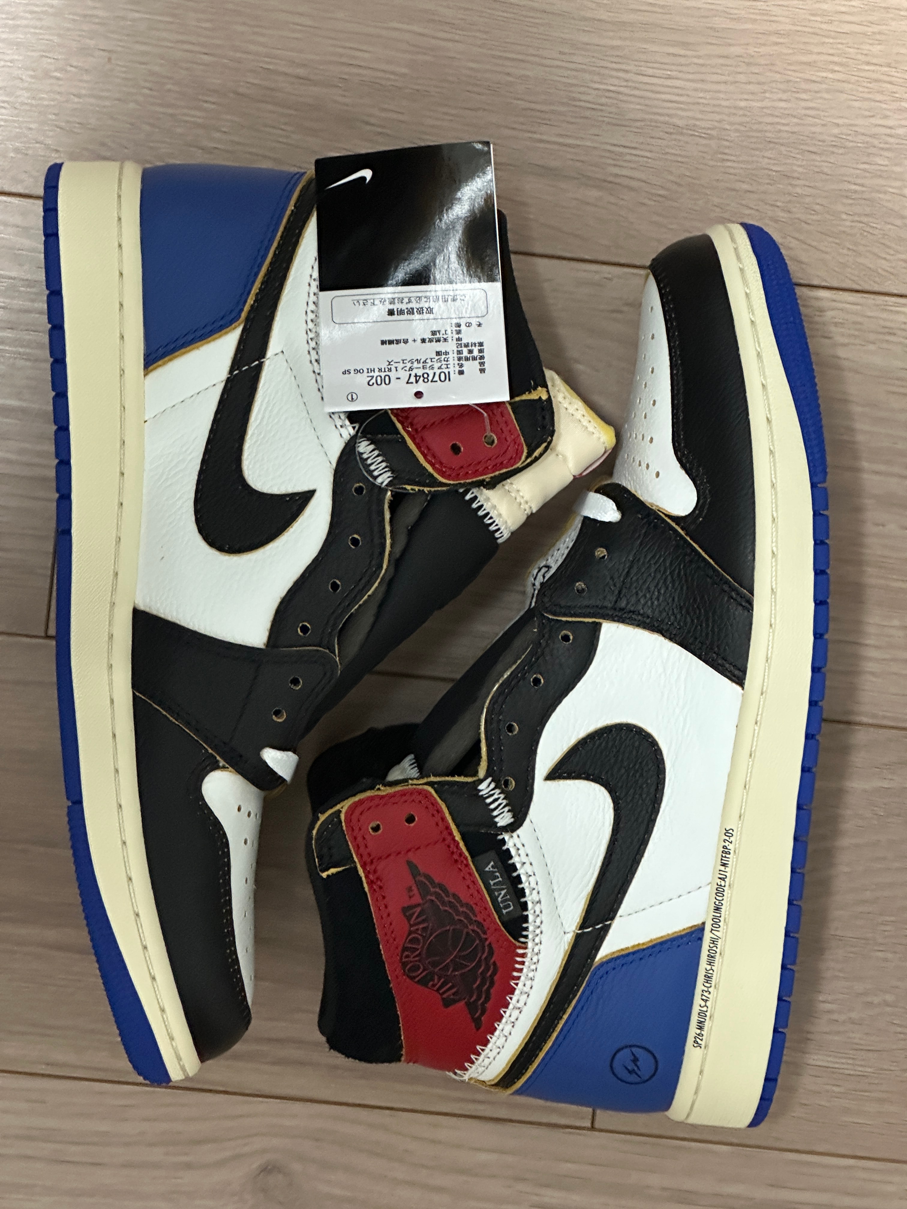 fragment design × UNION × Nike Air Jordan 1 High OG "Black/Varsity Red"