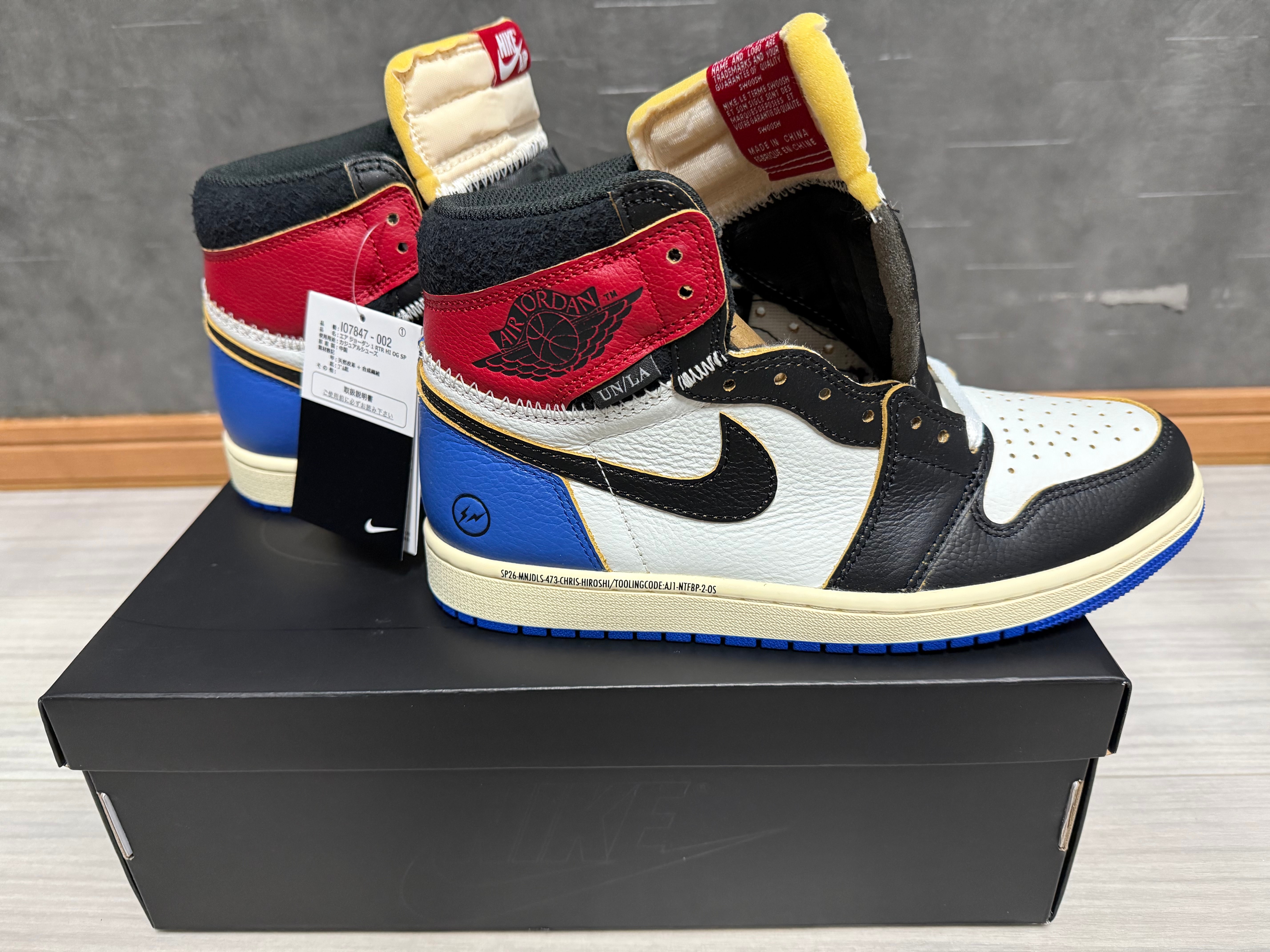 fragment design × UNION × Nike Air Jordan 1 High OG "Black/Varsity Red"