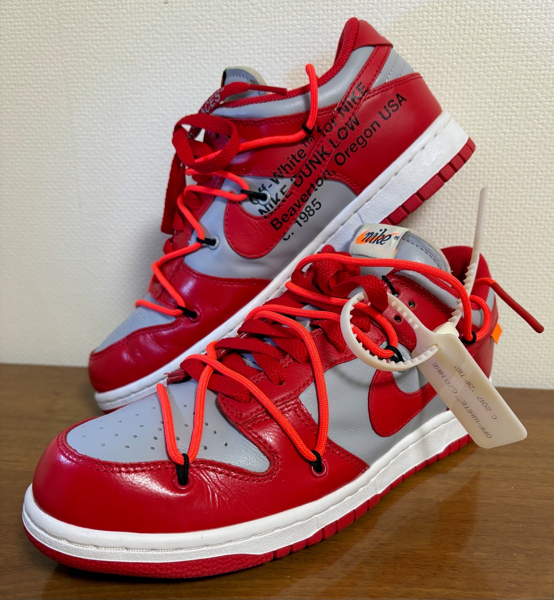 Off-White × Nike Dunk Low "University Red/Wolf Grey"