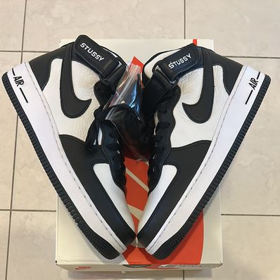 Stussy × Nike Air Force 1 Mid "Black and Light Bone"