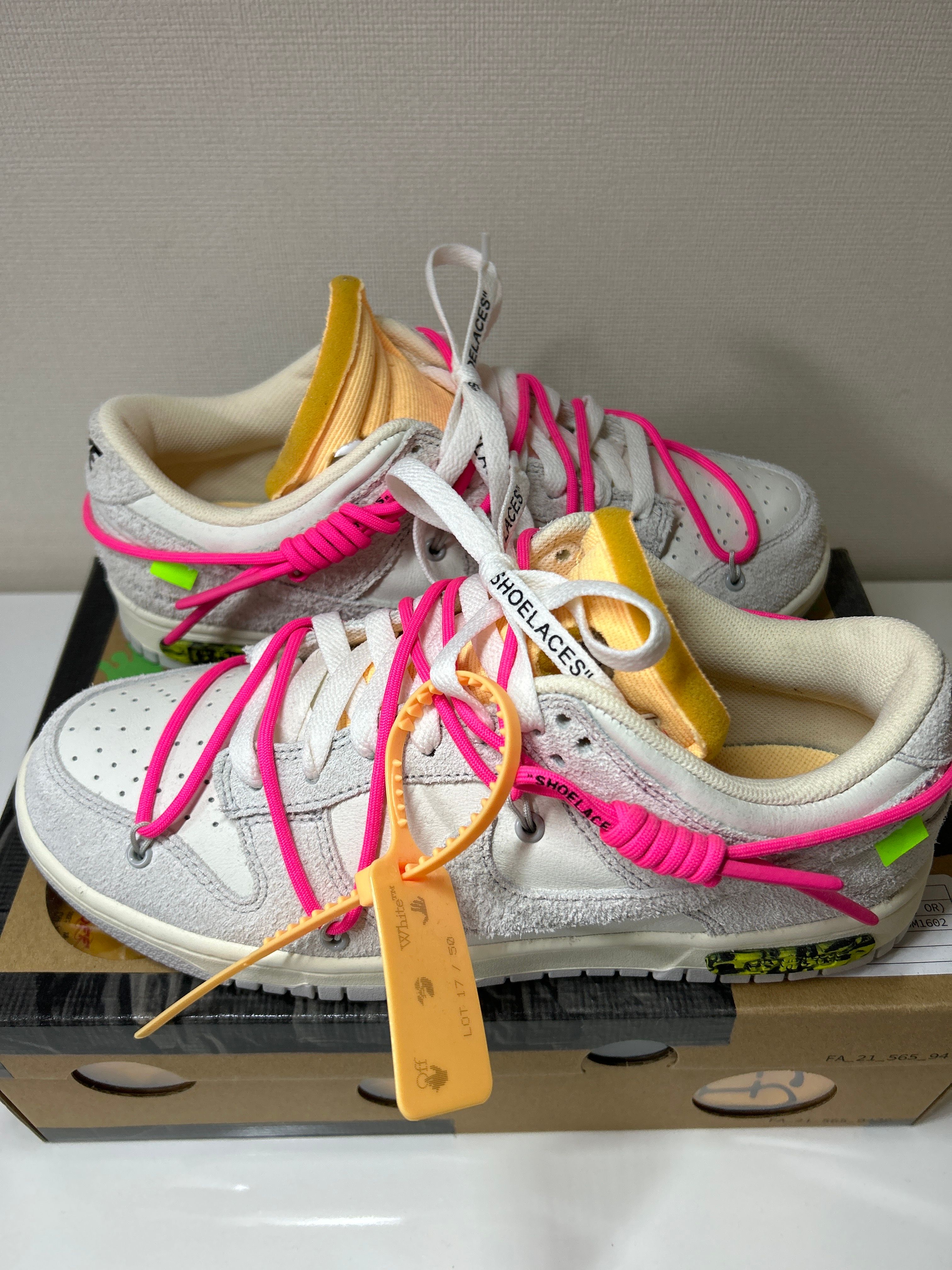 Off-White × Nike Dunk Low "Sail/Neutral Gray/Hyper Pink"