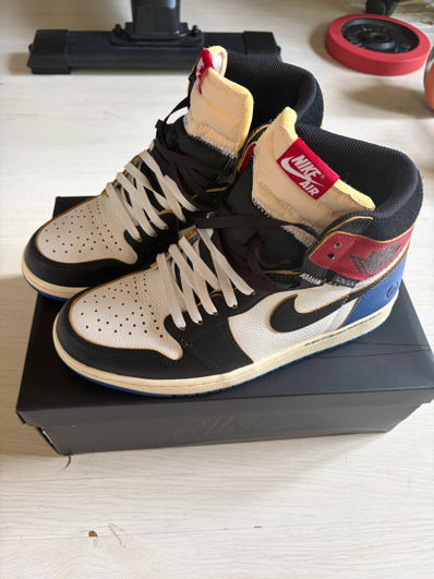 fragment design × UNION × Nike Air Jordan 1 High OG "Black/Varsity Red"