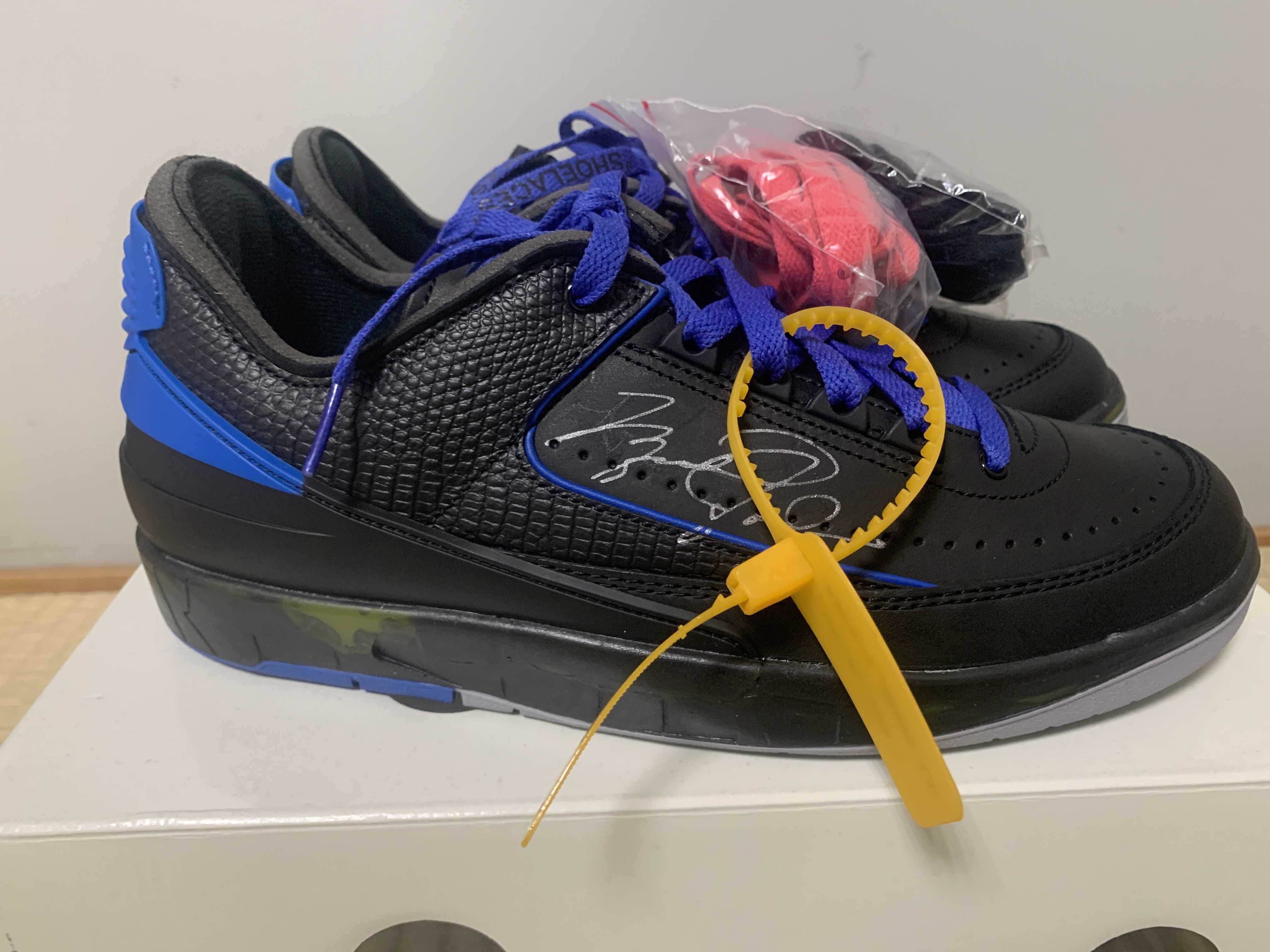 Off-White × Nike Air Jordan 2 Low "Black and Varsity Royal"