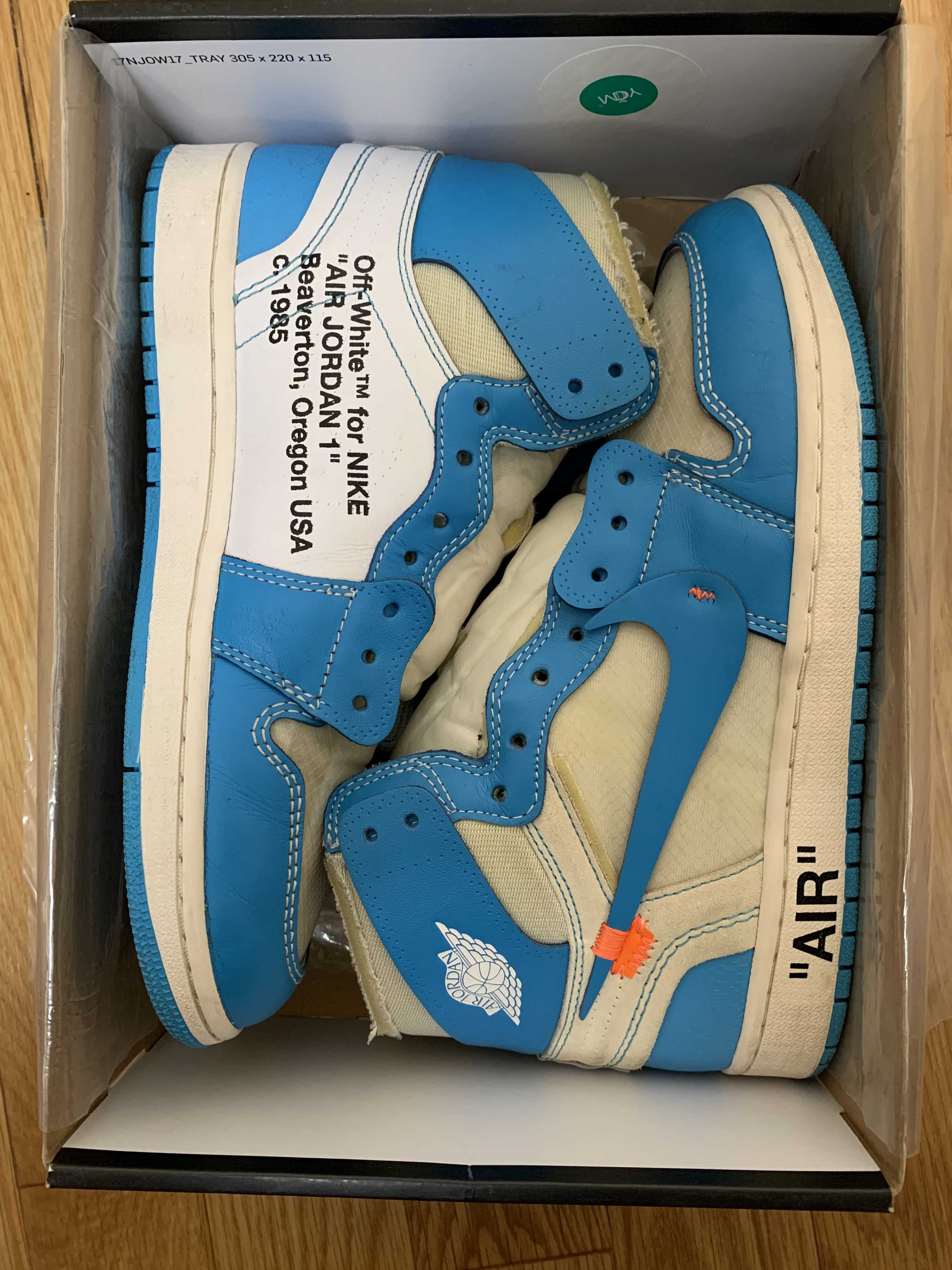 Off-White × Nike Air Jordan 1 High UNC "White/Dark Powder Blue"
