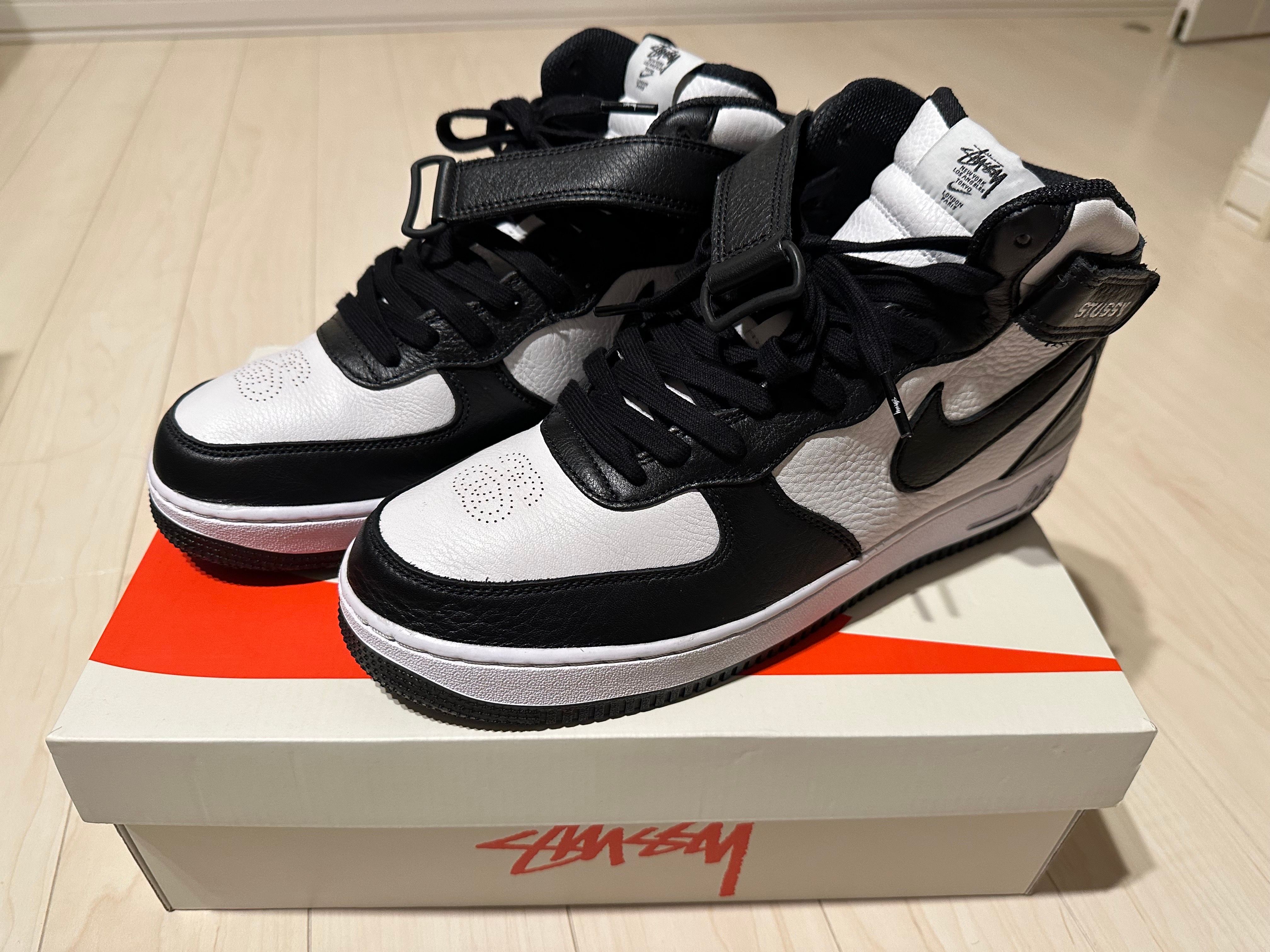 Stussy × Nike Air Force 1 Mid "Black and Light Bone"