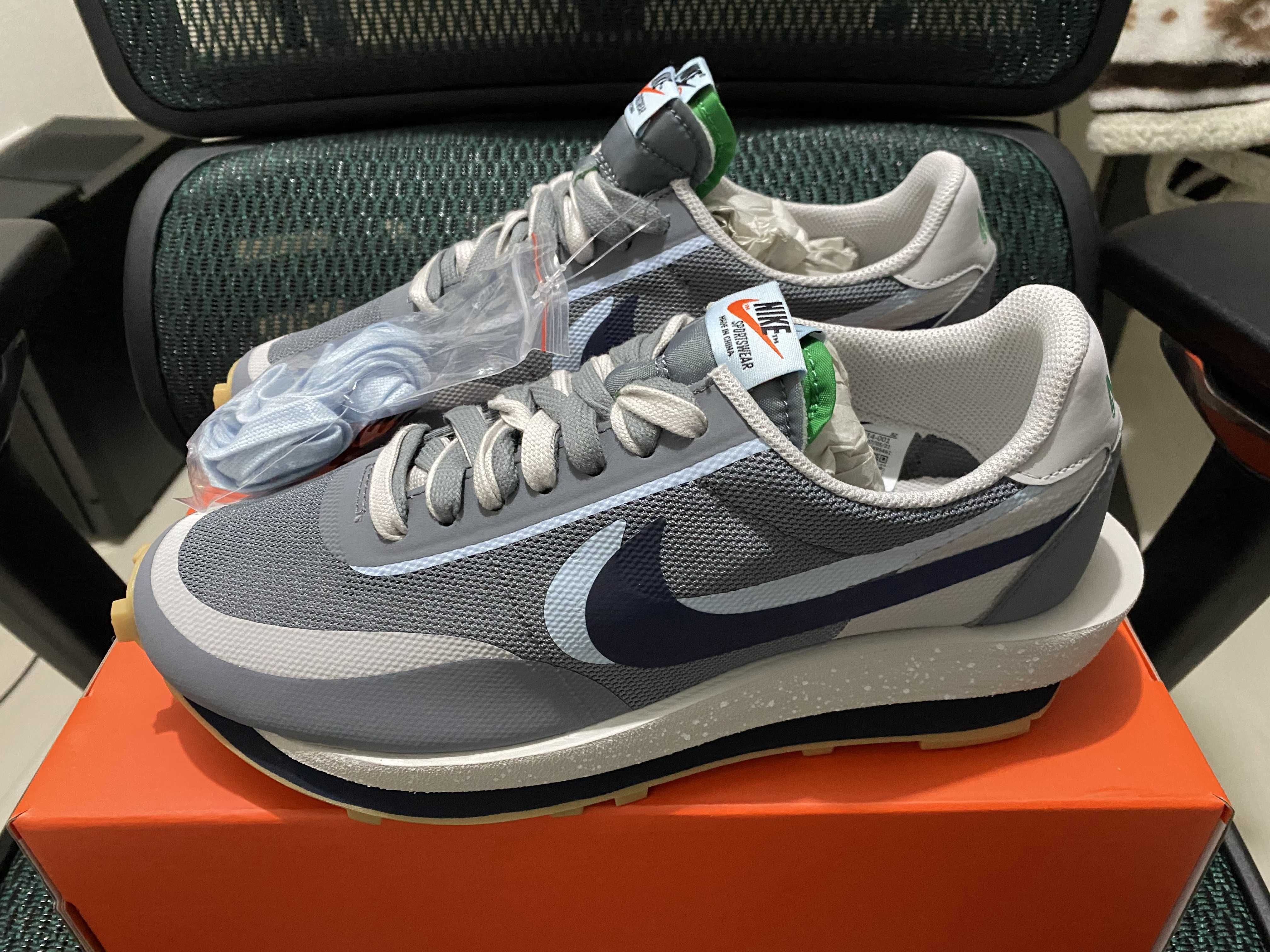 CLOT × Sacai × Nike LD Waffle "Grey Obsidian/Cool Grey"