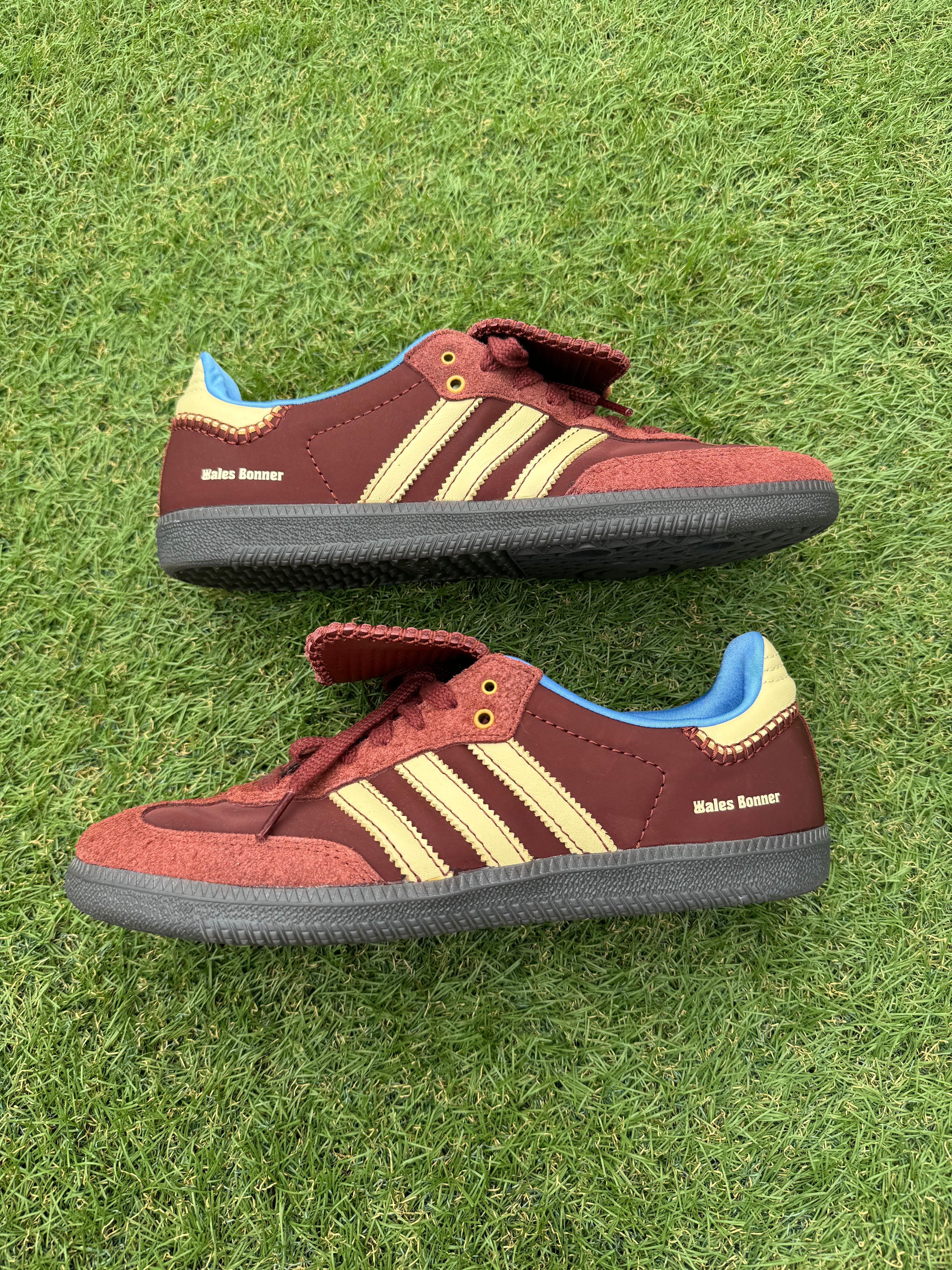 Wales Bonner × adidas Samba Nylon Low "Fox Brown/Sandy Beige/Lucky Blue"