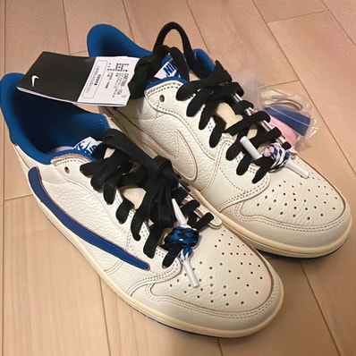 Travis Scott × fragment design × Nike Air Jordan 1 Low OG "Sail/Military Blue"