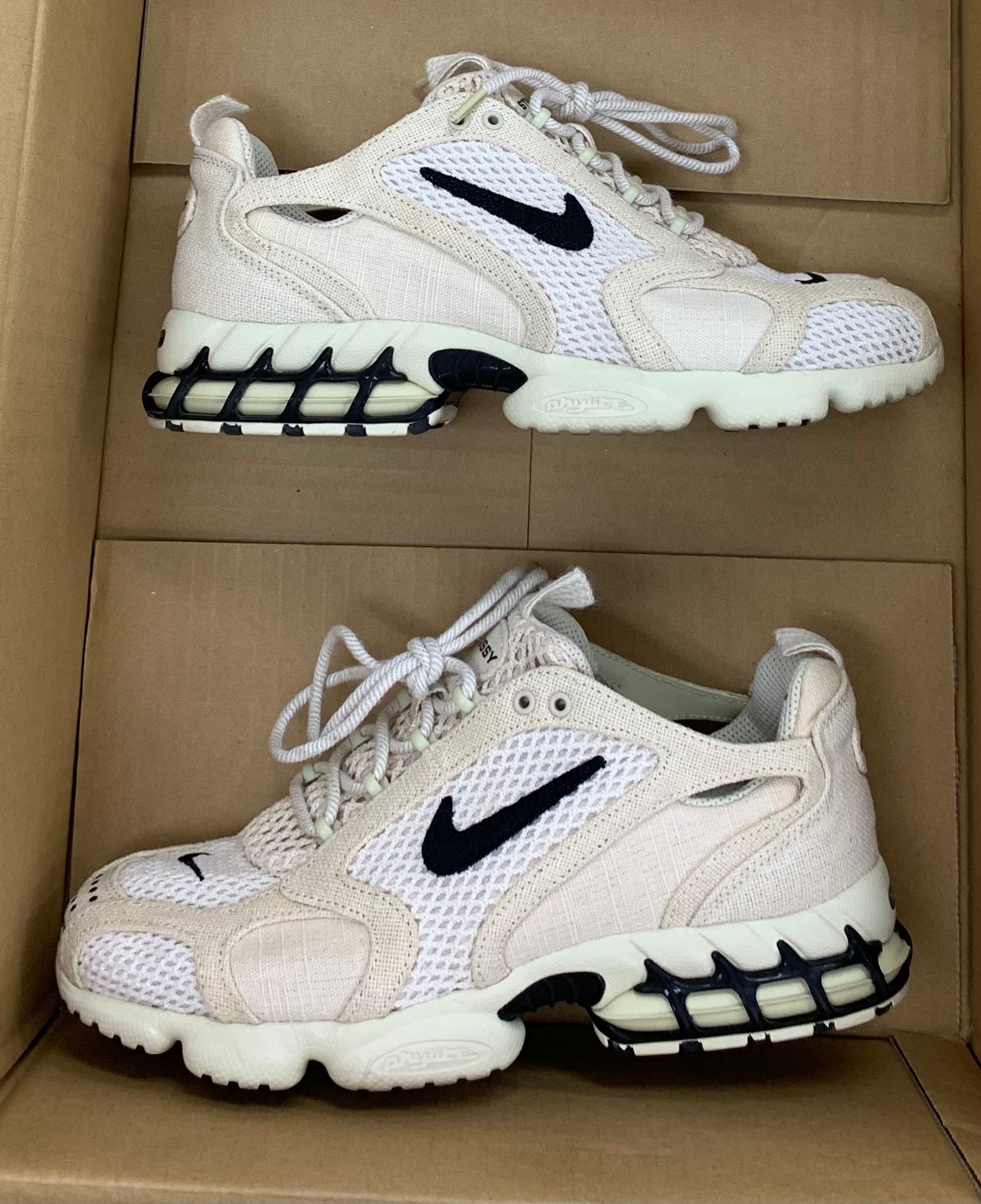 Stussy × Nike Air Zoom Spiridon CG 2 "Fossil/Black"