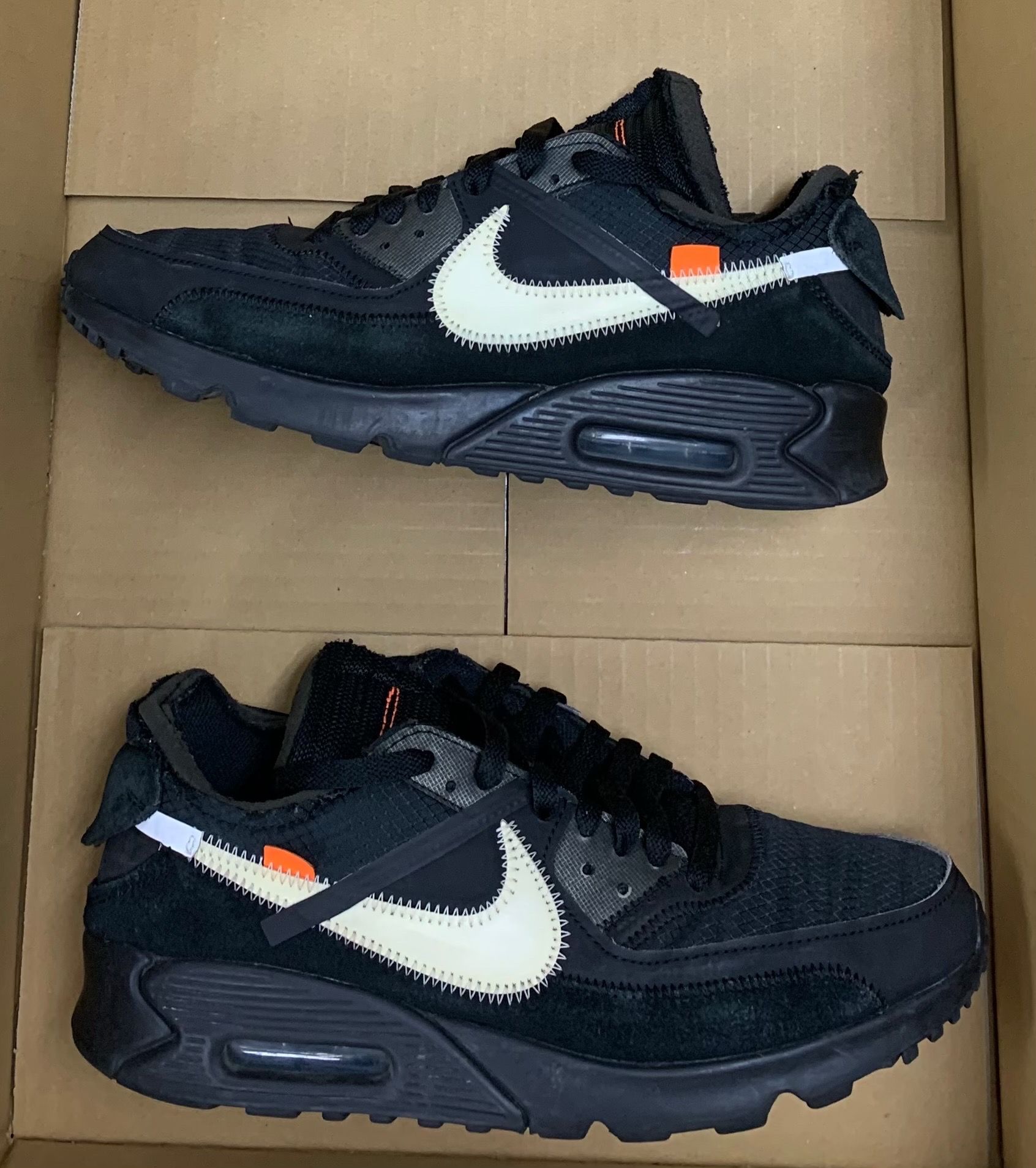 Off-White × Nike Air Max 90 "Black/Black-Cone-White"