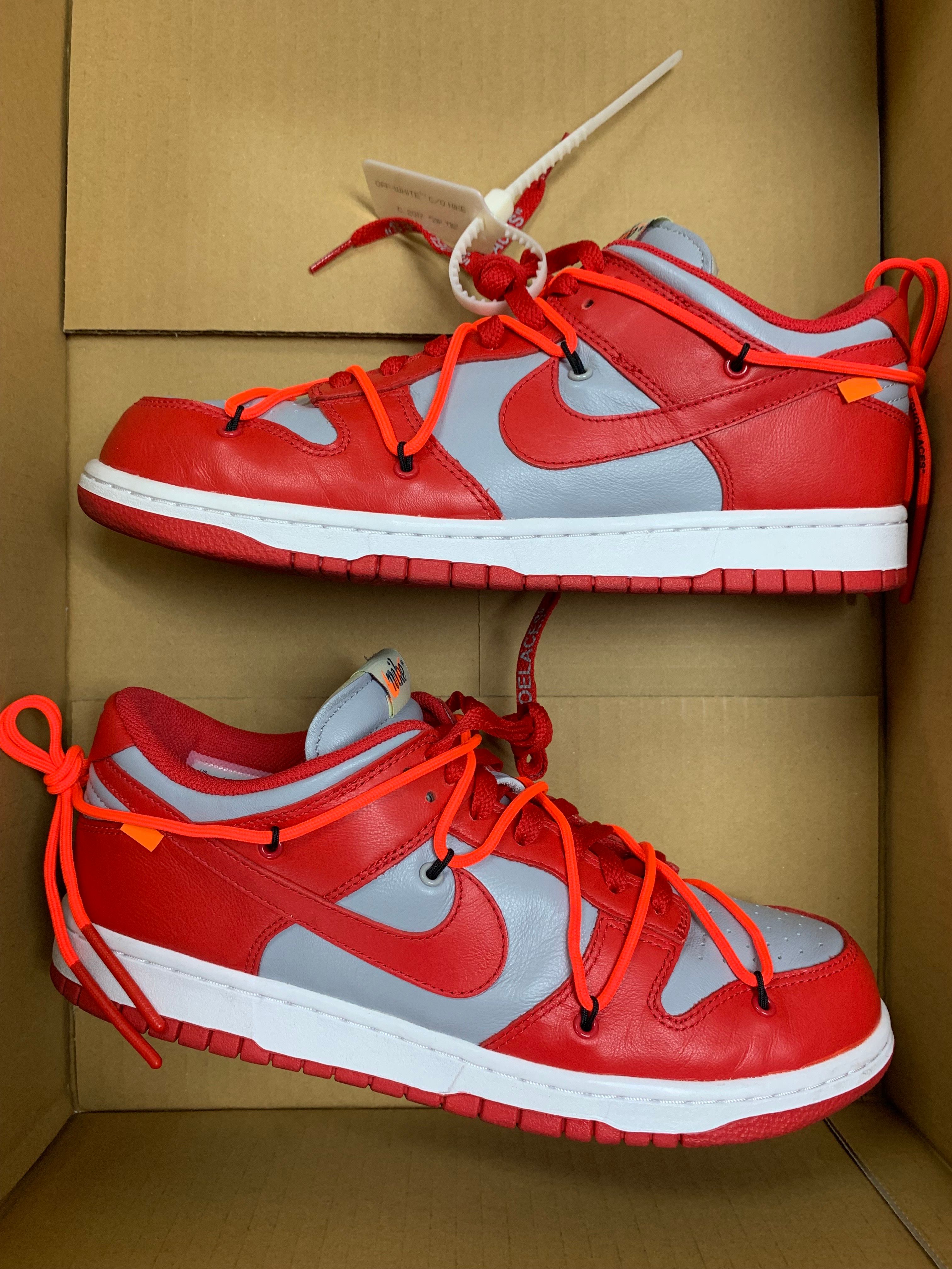 Off-White × Nike Dunk Low "University Red/Wolf Grey"
