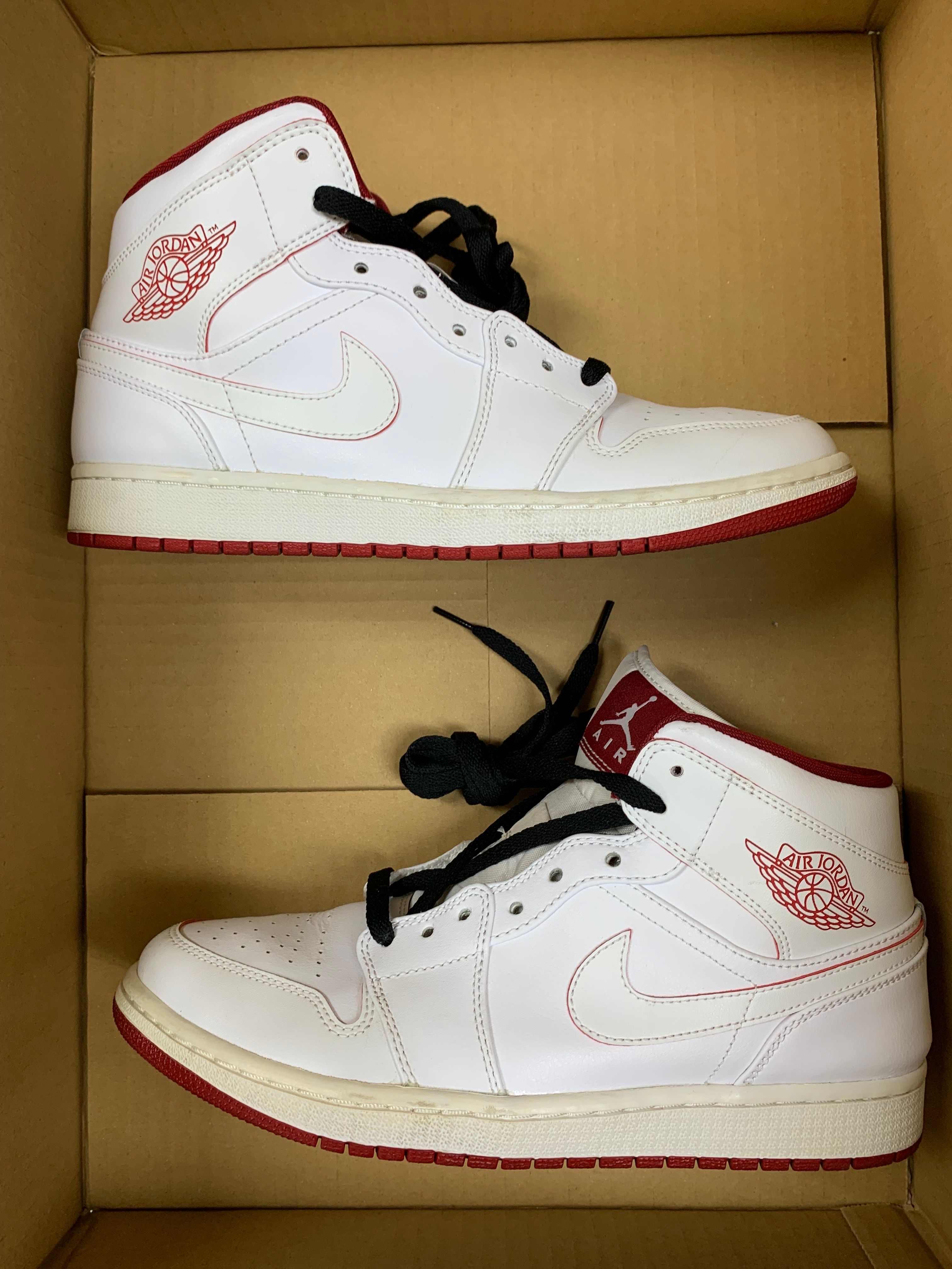 NIKE AIR JORDAN 1 RETRO MID WHITE GYM RED BLACK