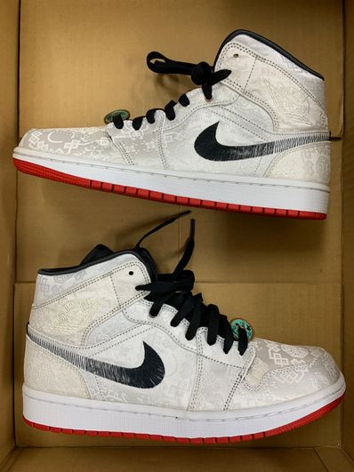 CLOT × Nike Air Jordan 1 Mid SE Fearless "White/Black/Red"