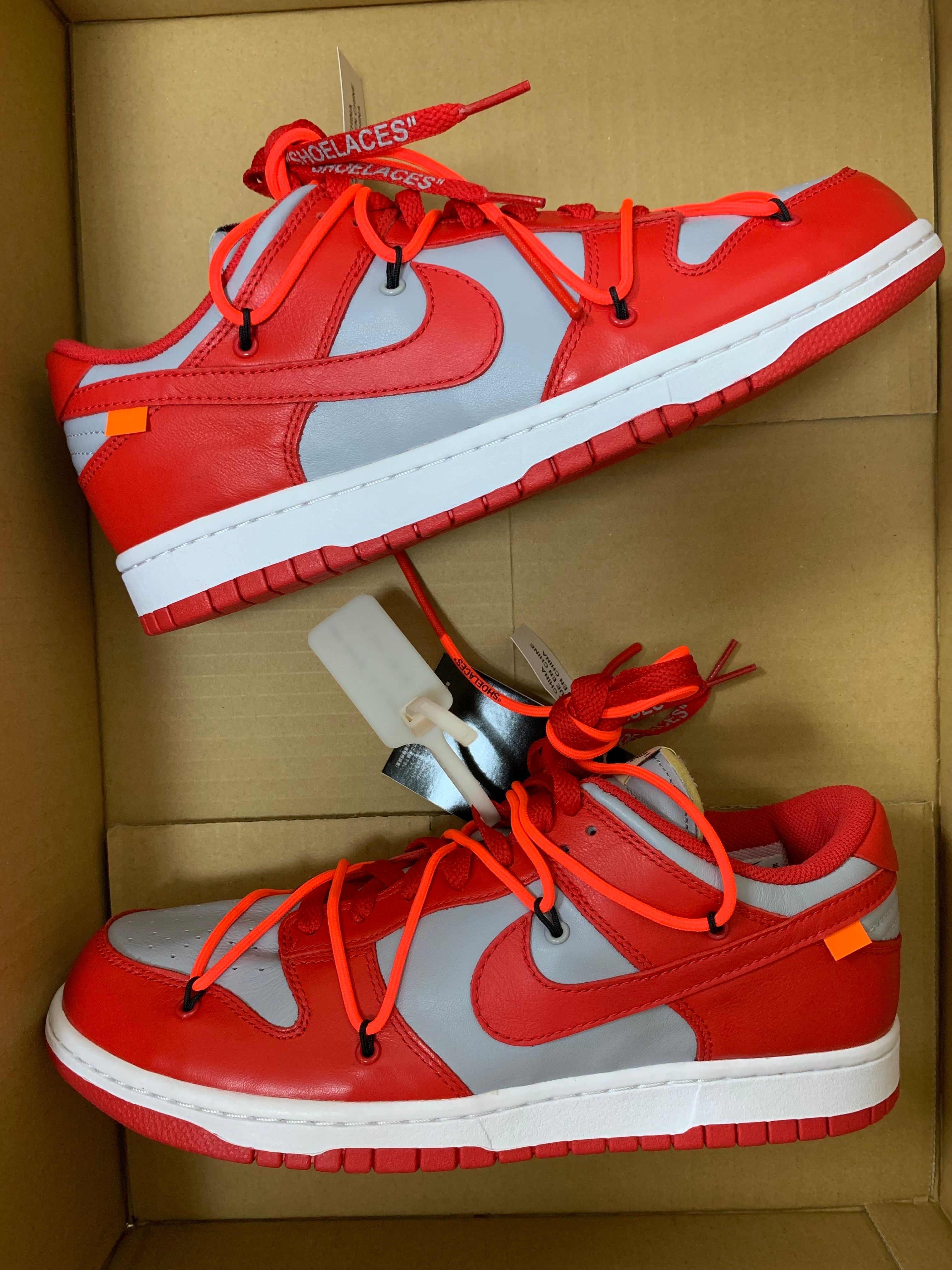 Off-White × Nike Dunk Low "University Red/Wolf Grey"