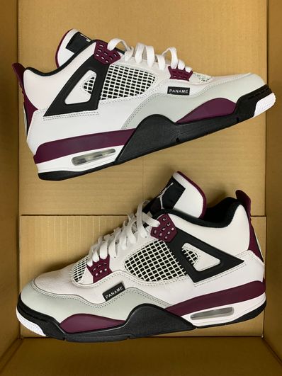 Paris Saint Germain ×Nike Air Jordan 4 Retro "White/Bordeaux/Neutral Gray"