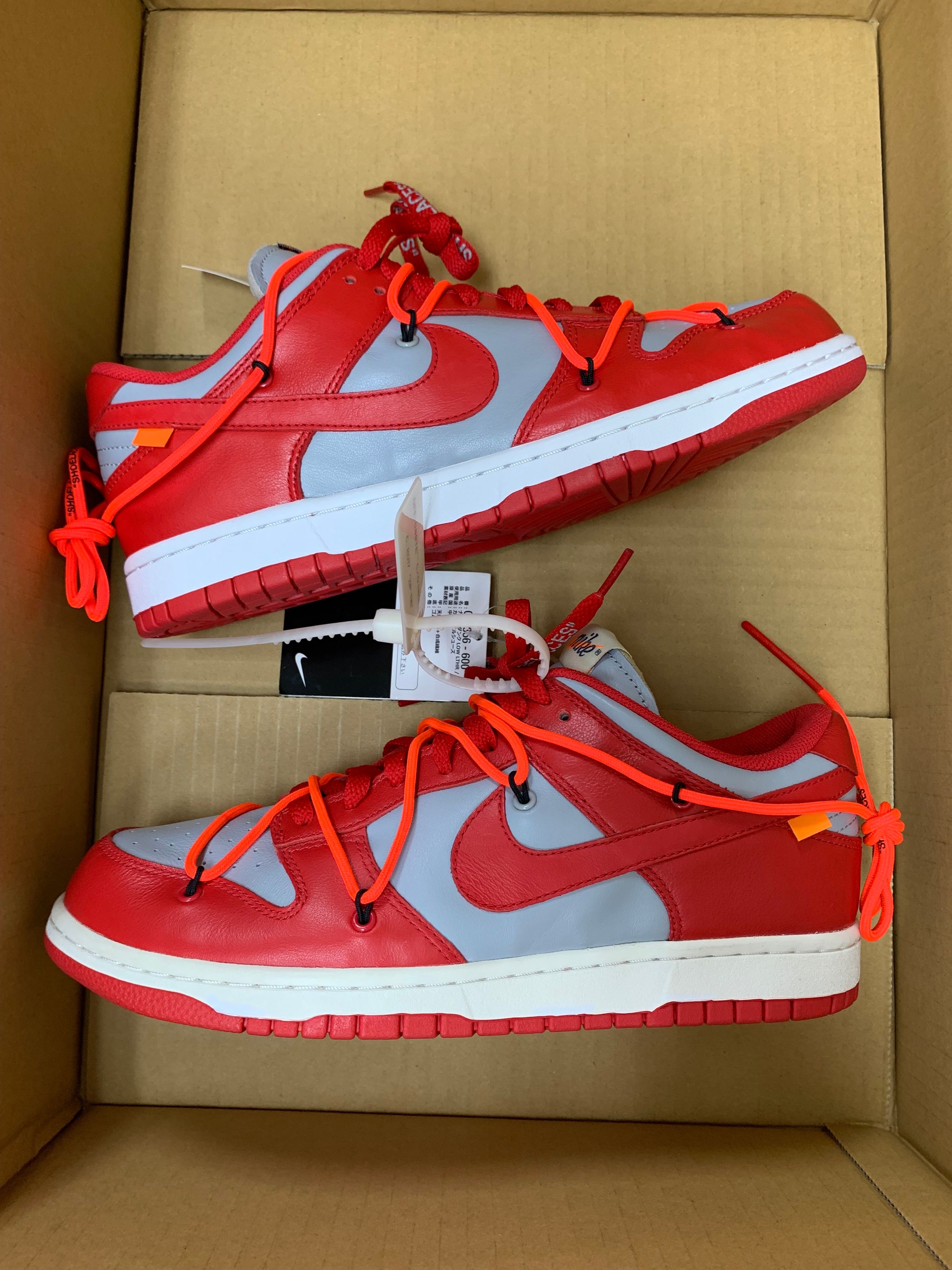 Off-White × Nike Dunk Low "University Red/Wolf Grey"