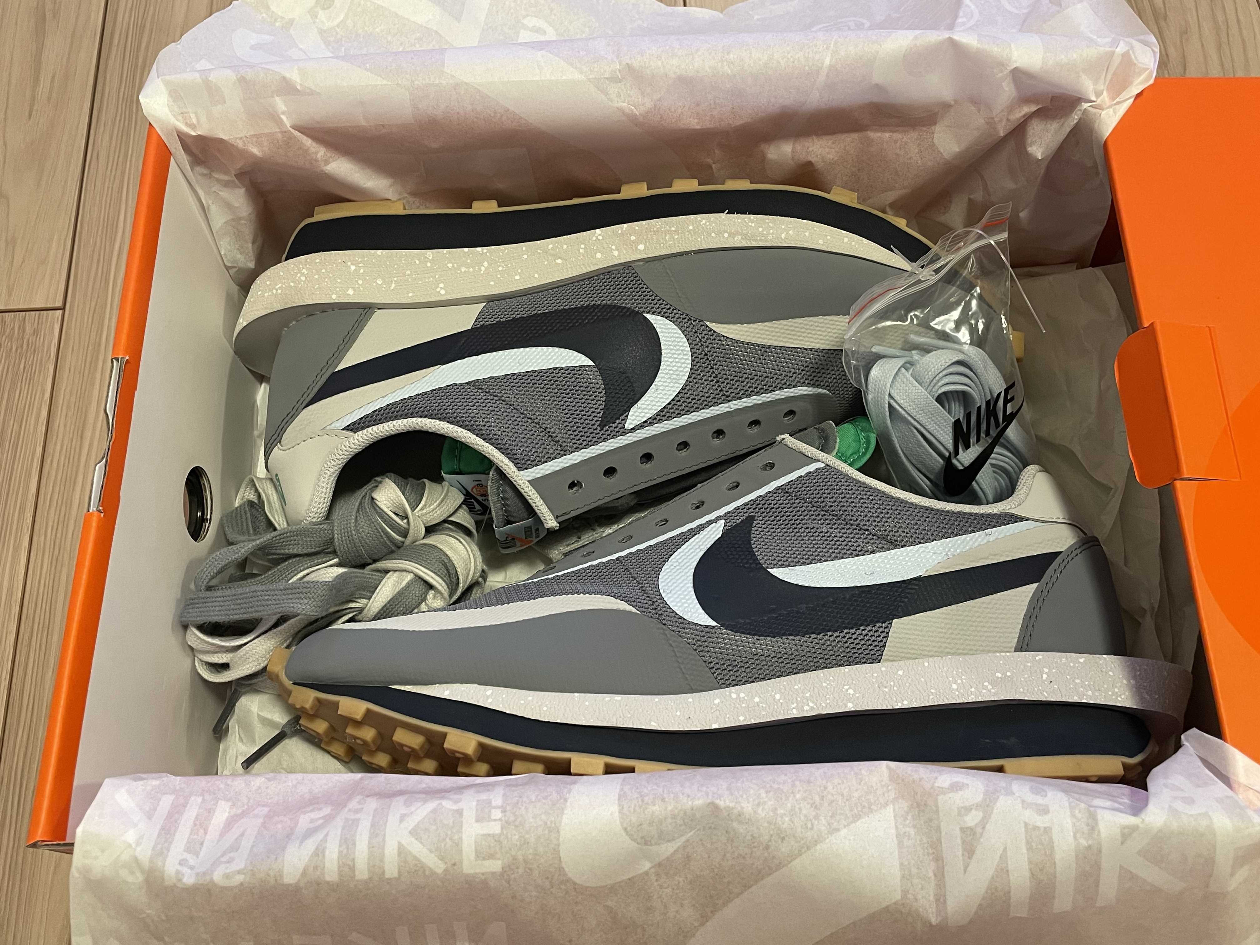 CLOT × Sacai × Nike LD Waffle "Grey Obsidian/Cool Grey"