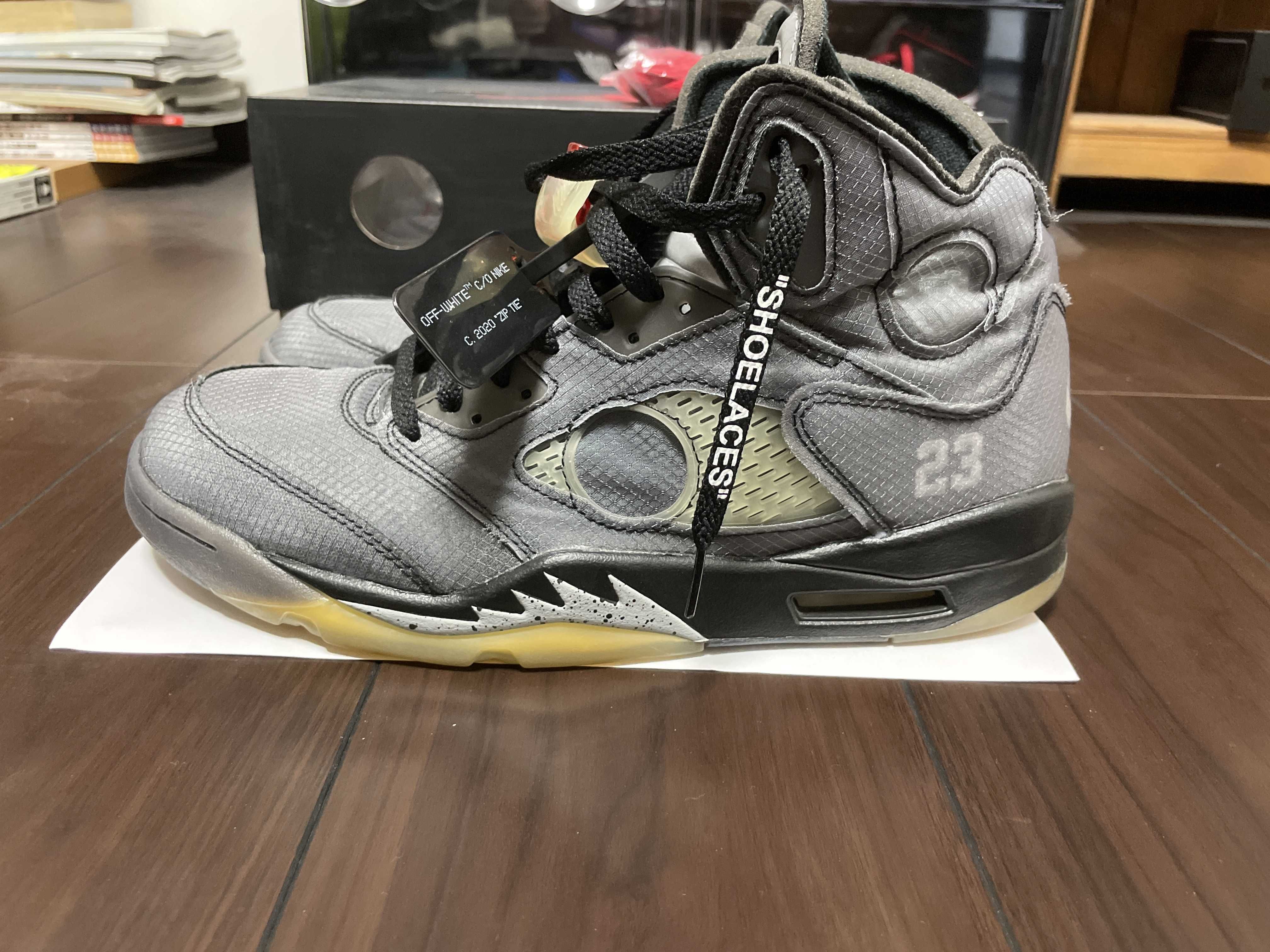 Off-White × Nike Air Jordan 5 "Black/Muslin/Fire Red"