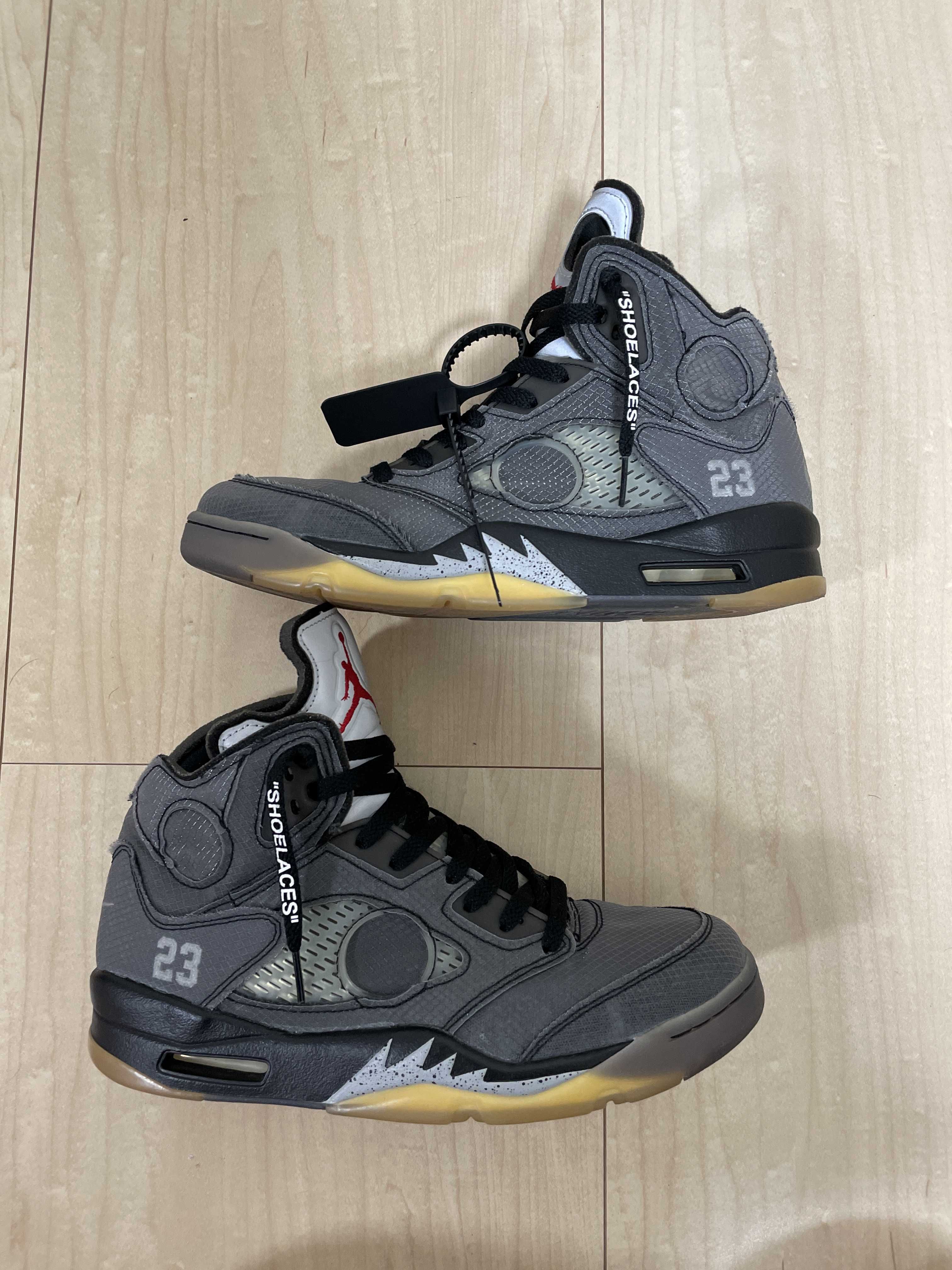 Off-White × Nike Air Jordan 5 "Black/Muslin/Fire Red"