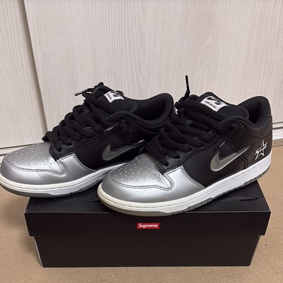 Supreme × Nike Dunk Low "Metallic Silver/Black"
