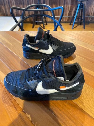 Off-White × Nike Air Max 90 "Black/Black-Cone-White"