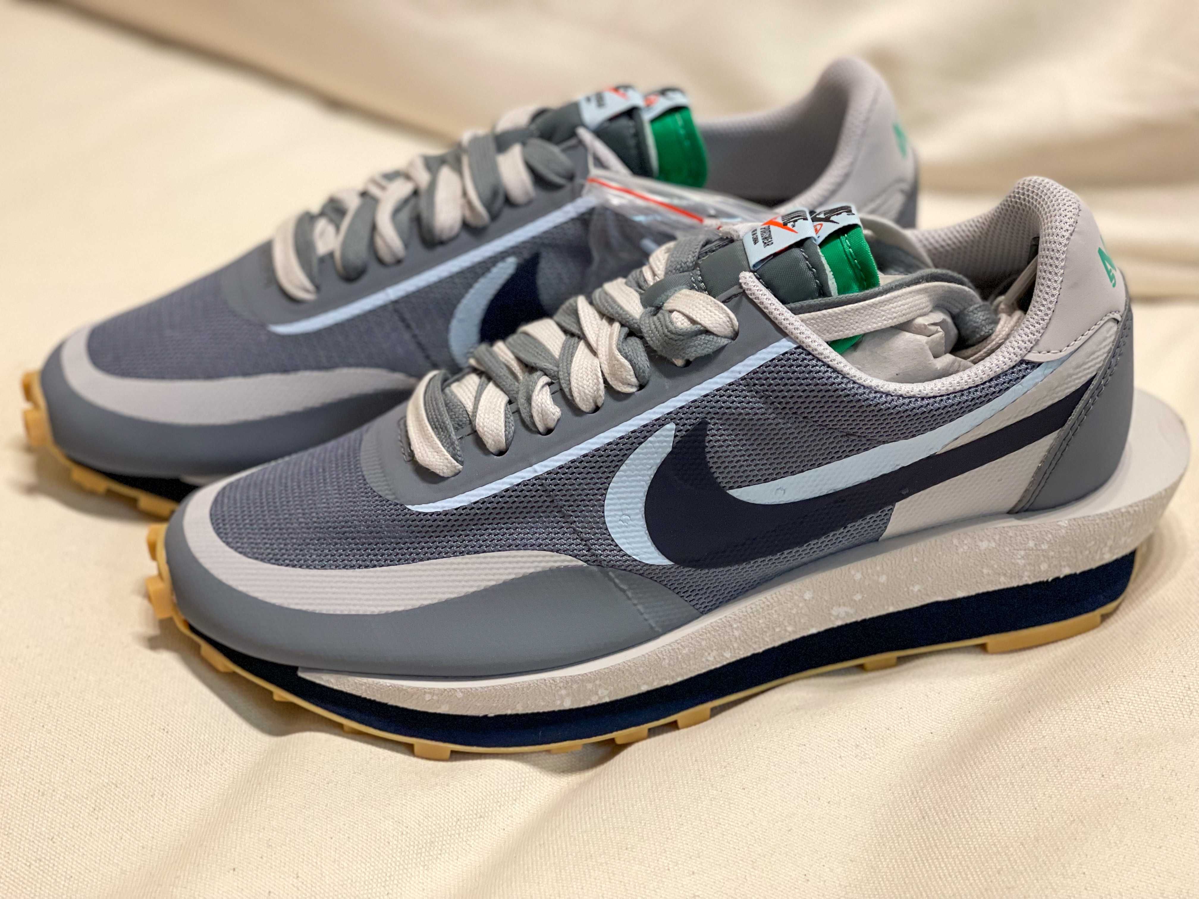 CLOT × Sacai × Nike LD Waffle "Grey Obsidian/Cool Grey"