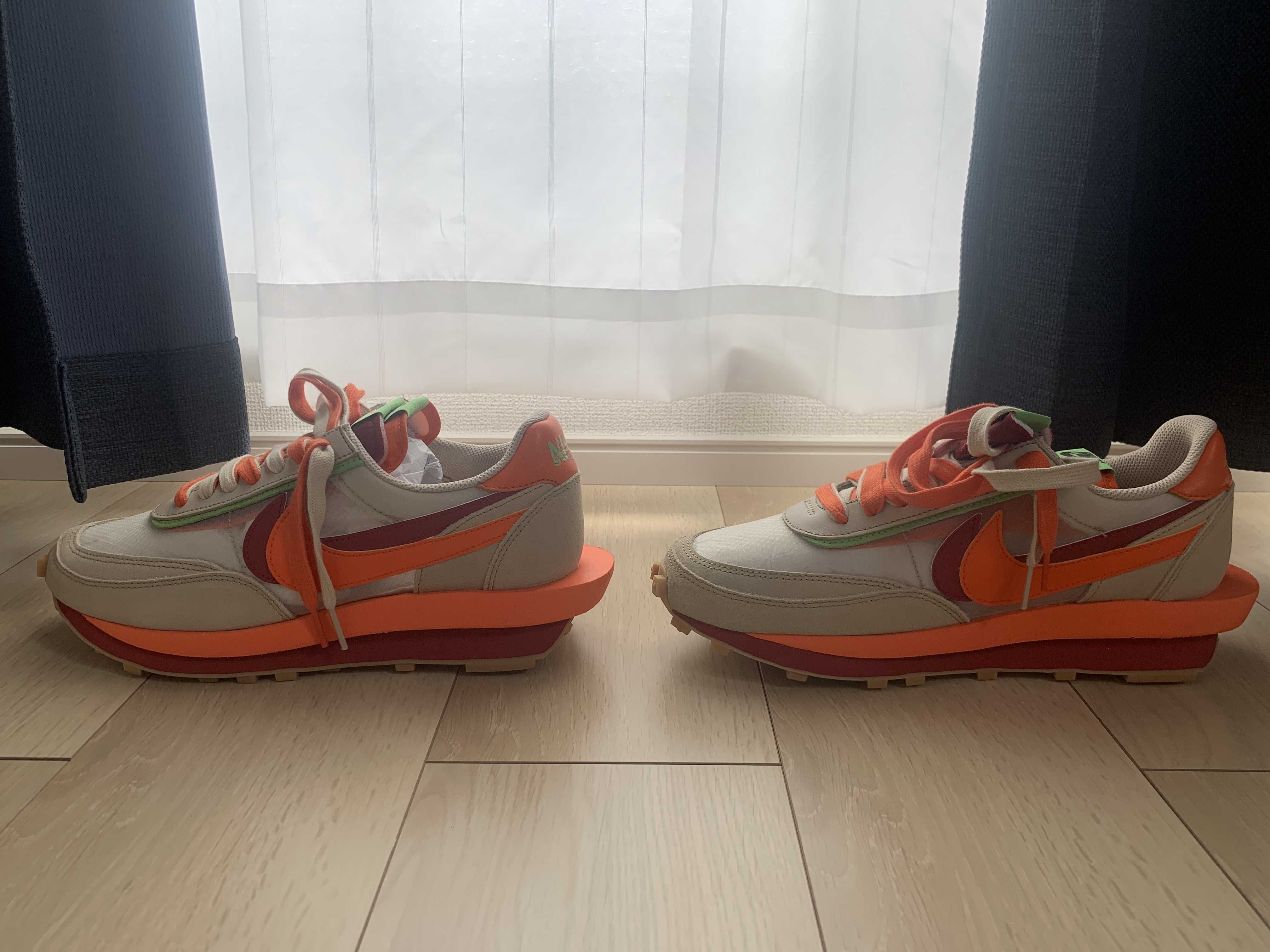 CLOT × Sacai × Nike LD Waffle "Orange Blaze"