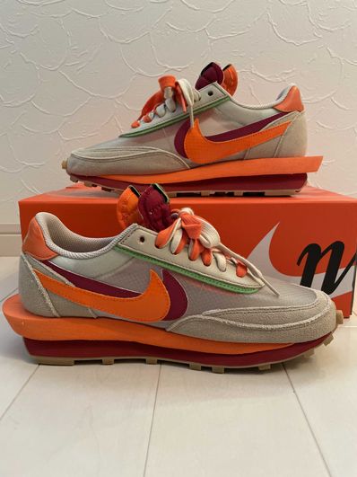 CLOT × Sacai × Nike LD Waffle "Orange Blaze"